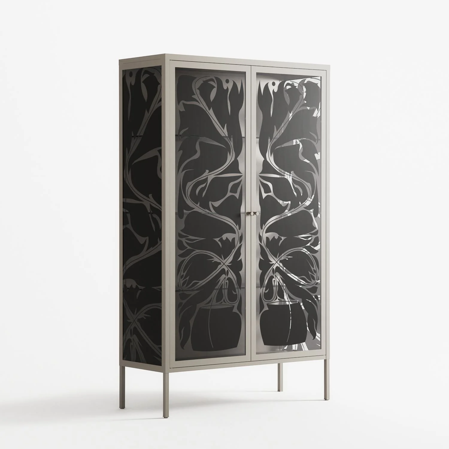 Black Potted Plant - Cabinet - Konrad Blaszczyk - Pebble - Overlay Glass - Image 4