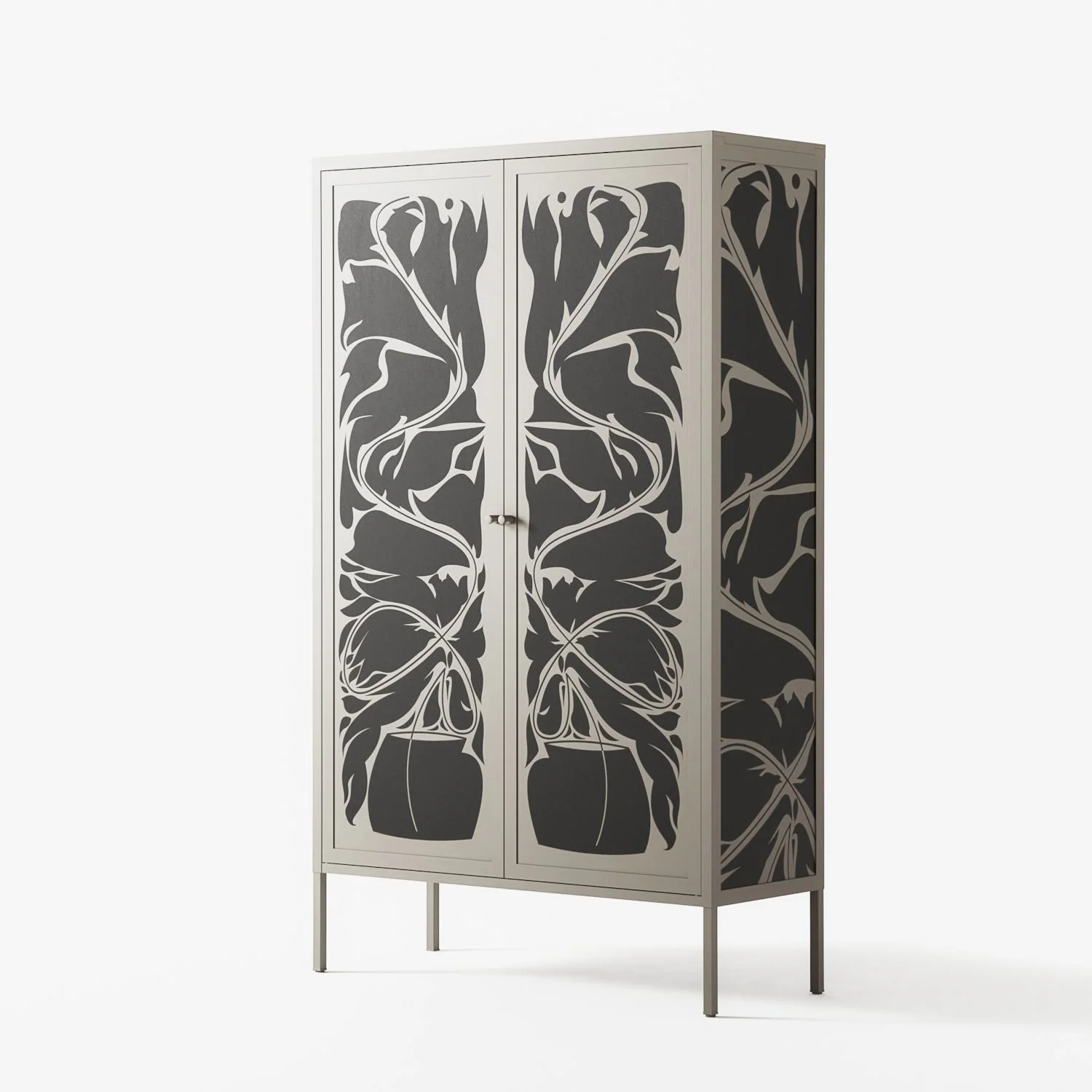 Black Potted Plant - Cabinet - Konrad Blaszczyk - Pebble - Overlay Metal - Image 2