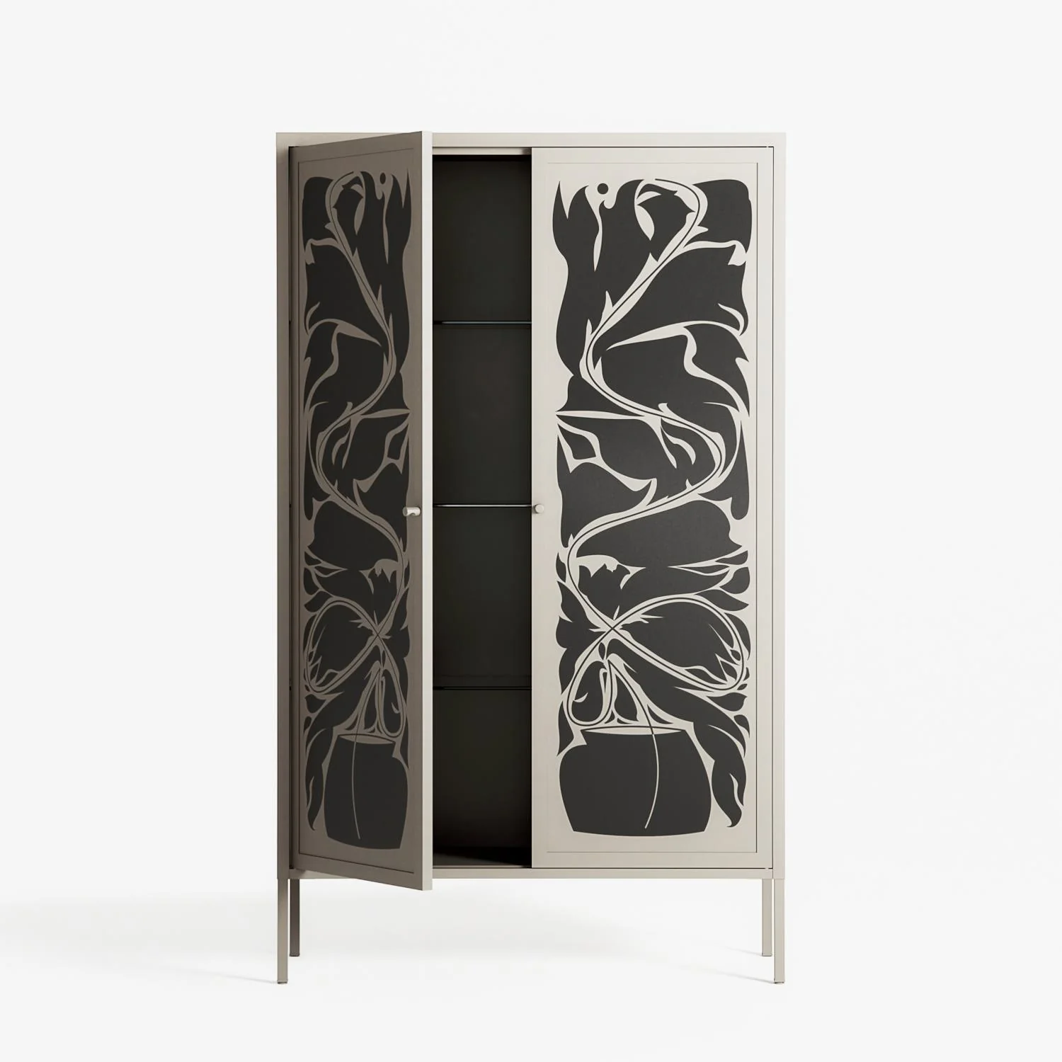 Black Potted Plant - Cabinet - Konrad Blaszczyk - Pebble - Overlay Metal - Image 3