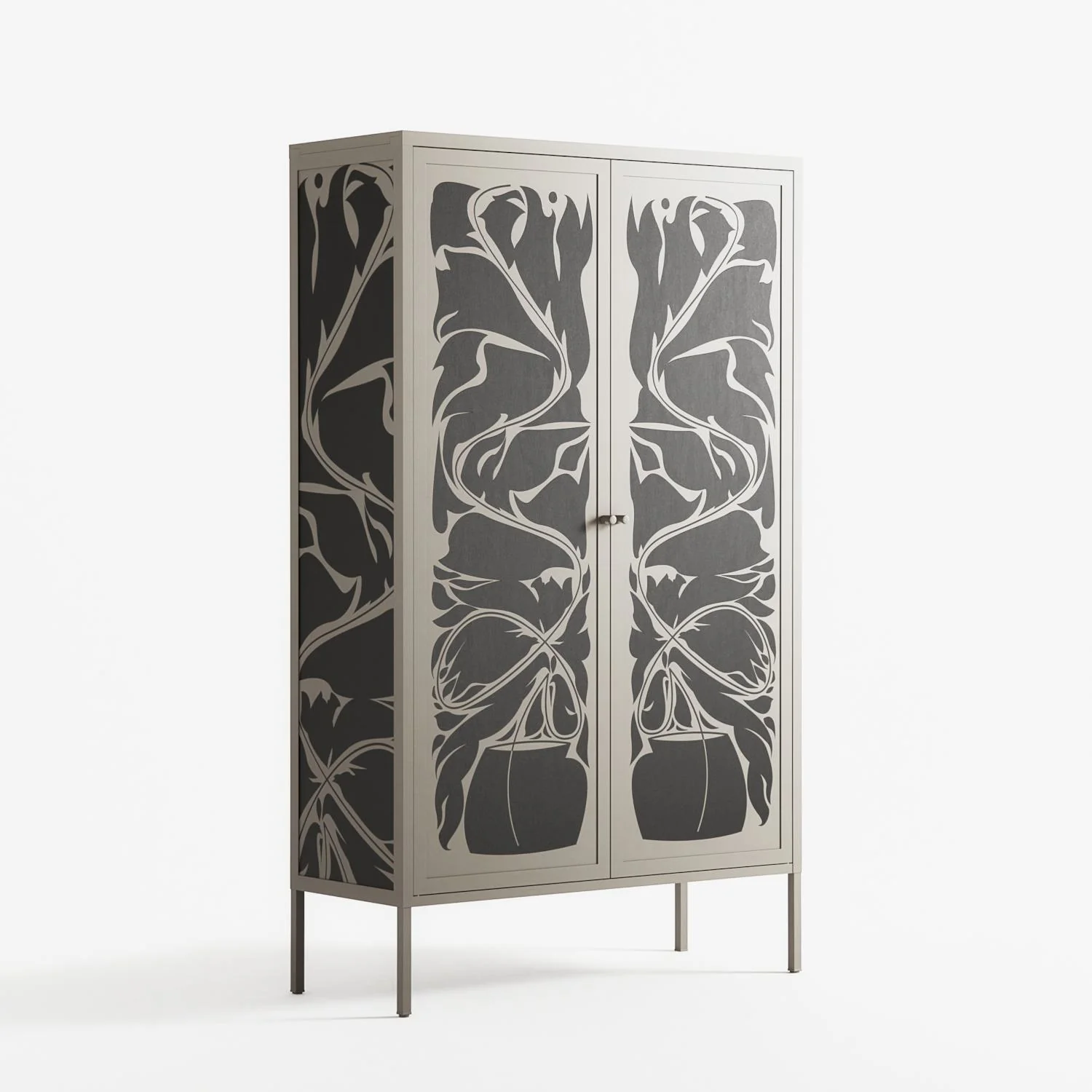Black Potted Plant - Cabinet - Konrad Blaszczyk - Pebble - Overlay Metal - Image 4