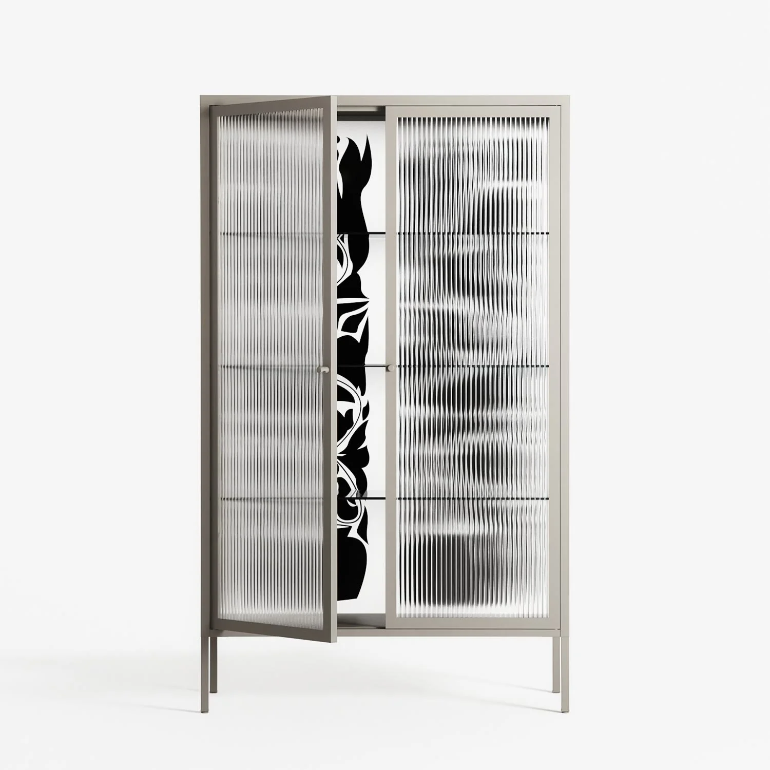 Black Potted Plant - Cabinet - Konrad Blaszczyk - Pebble - Reeded glass - Image 2