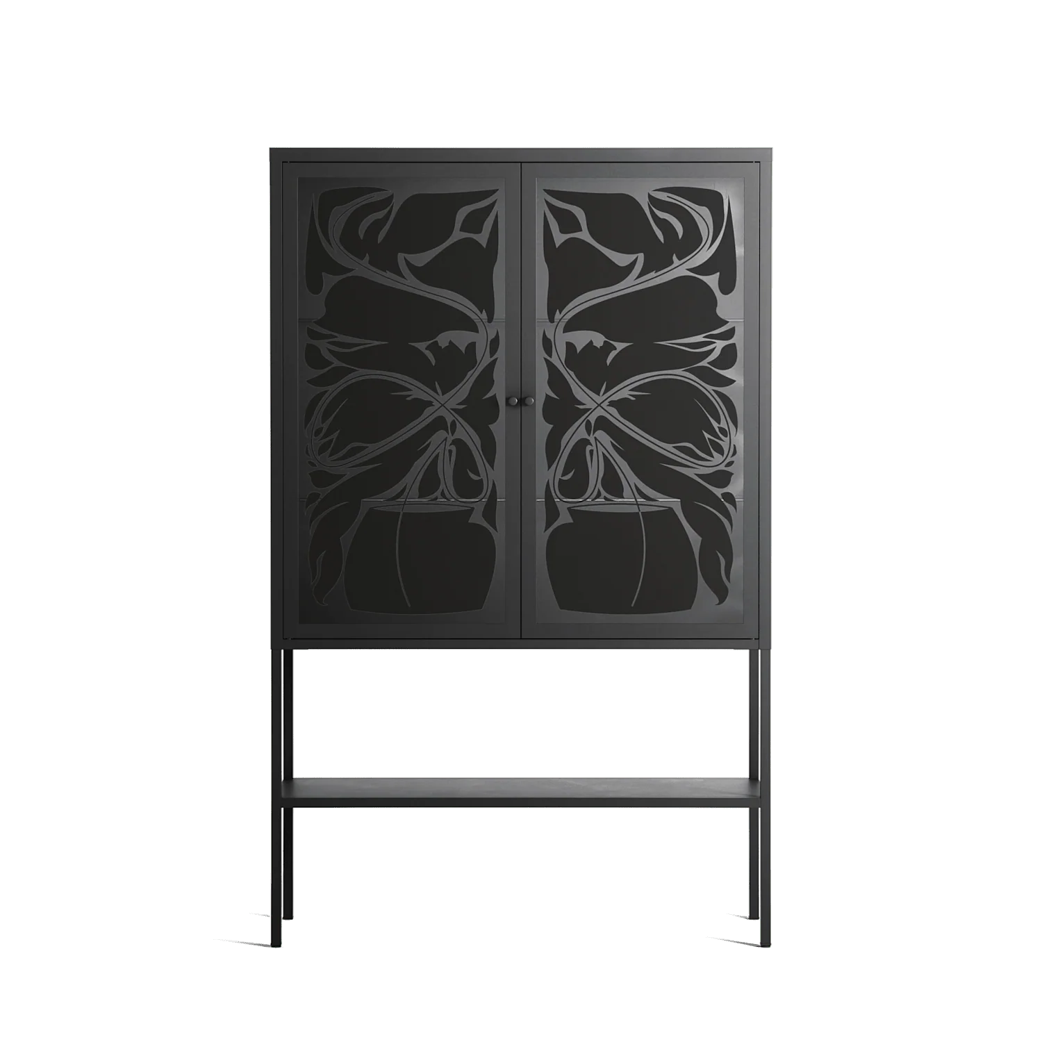 Black Potted Plant - Loft Cabinet - Konrad Blaszczyk - Antracite - Overlay Glass