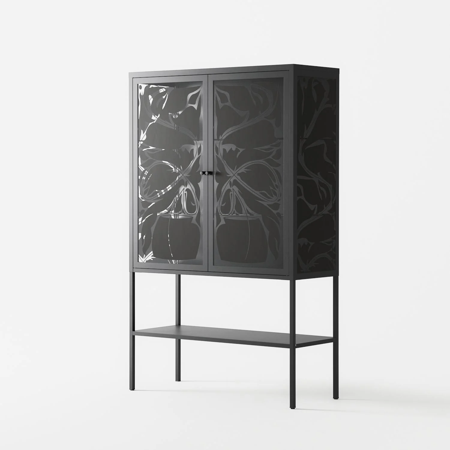 Black Potted Plant - Loft Cabinet - Konrad Blaszczyk - Antracite - Overlay Glass - Image 2