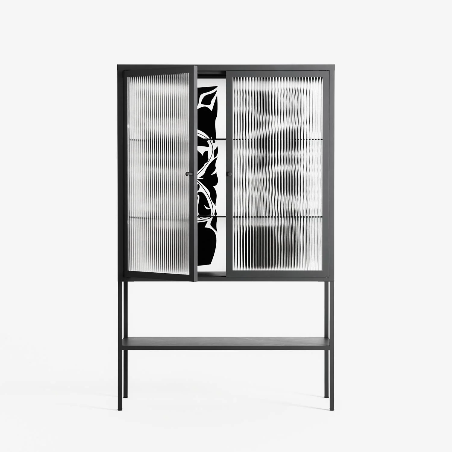 Black Potted Plant - Loft Cabinet - Konrad Blaszczyk - Antracite - Reeded glass - Image 2