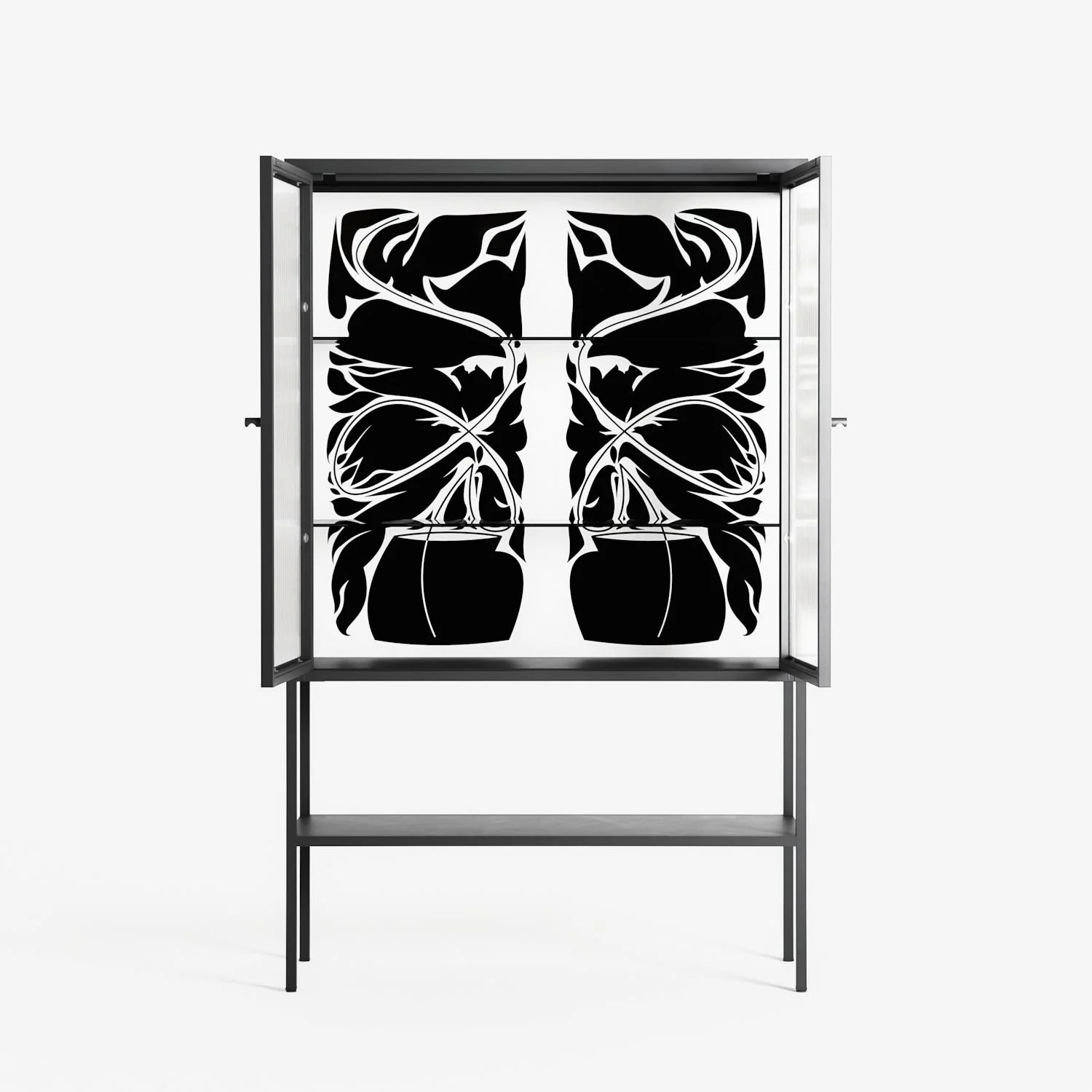 Black Potted Plant - Loft Cabinet - Konrad Blaszczyk - Antracite - Reeded glass - Image 3