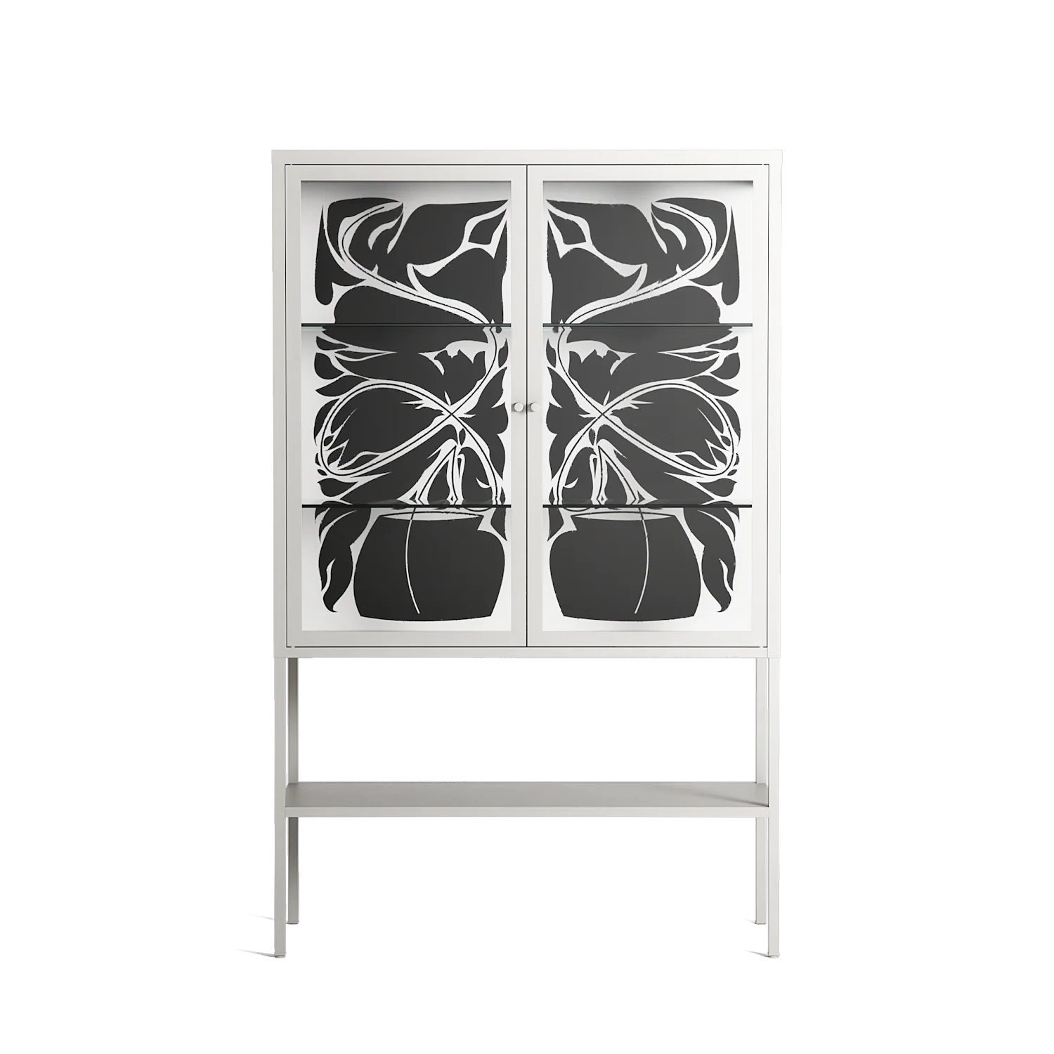 Black Potted Plant - Loft Cabinet - Konrad Blaszczyk - Chalk - Clear glass
