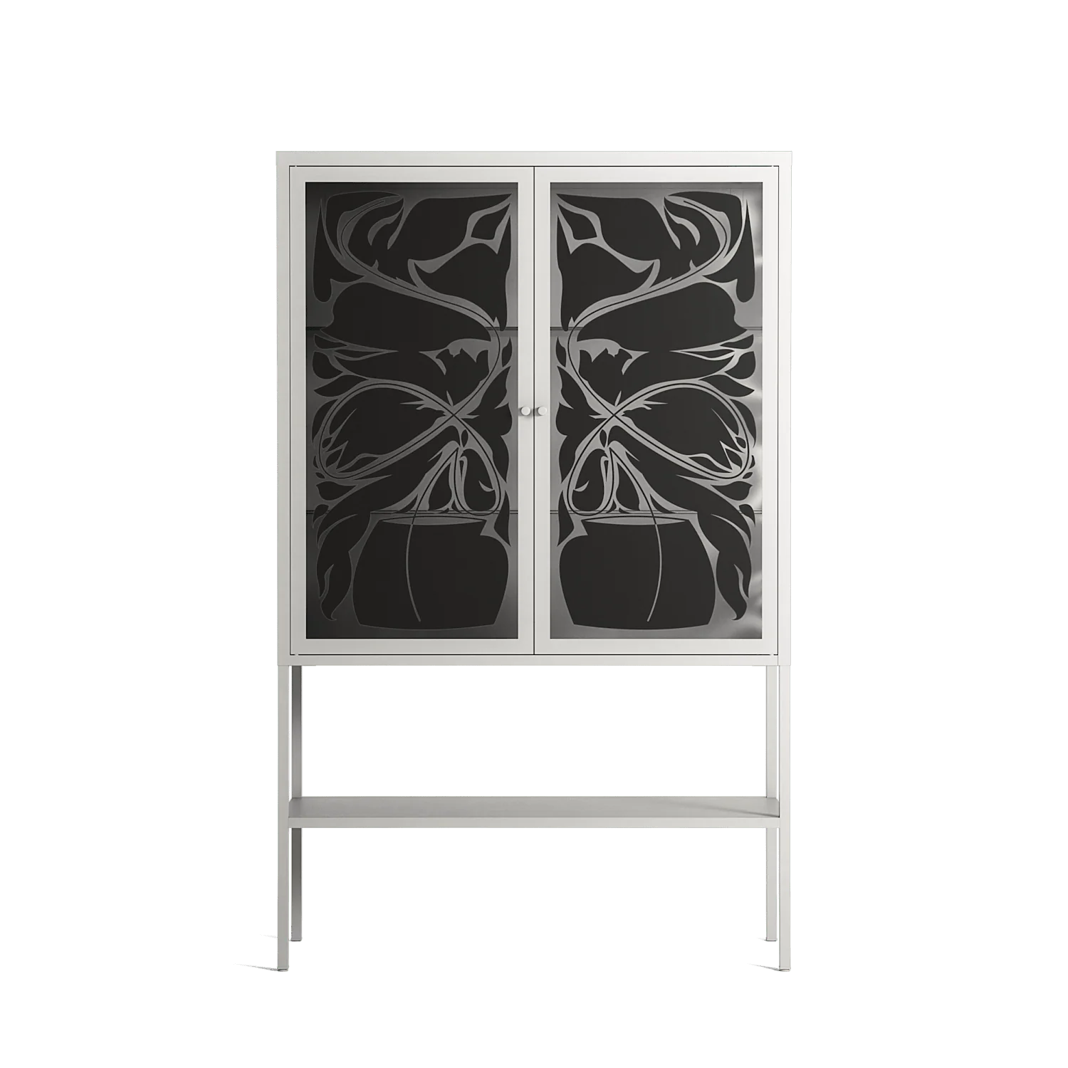 Black Potted Plant - Loft Cabinet - Konrad Blaszczyk - Chalk - Overlay Glass