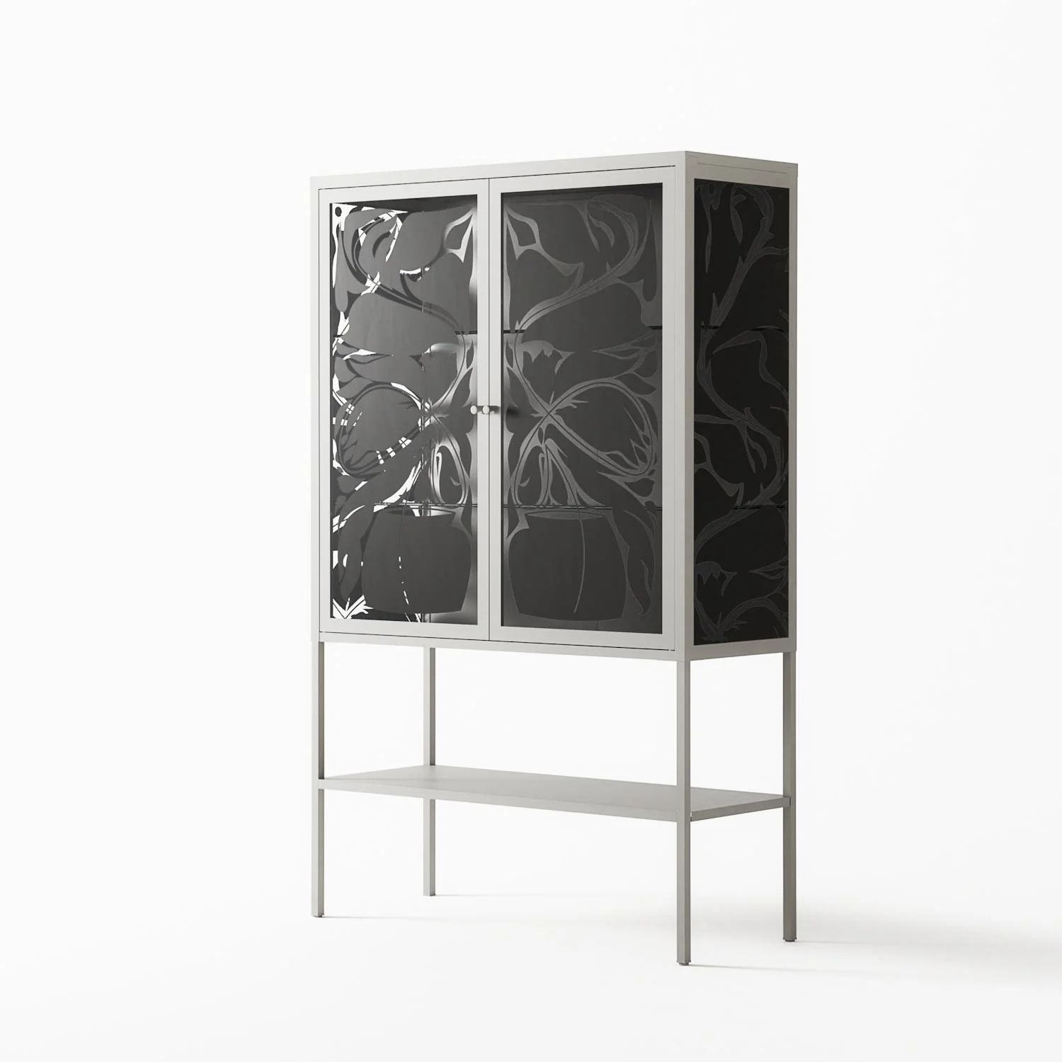 Black Potted Plant - Loft Cabinet - Konrad Blaszczyk - Chalk - Overlay Glass - Image 2