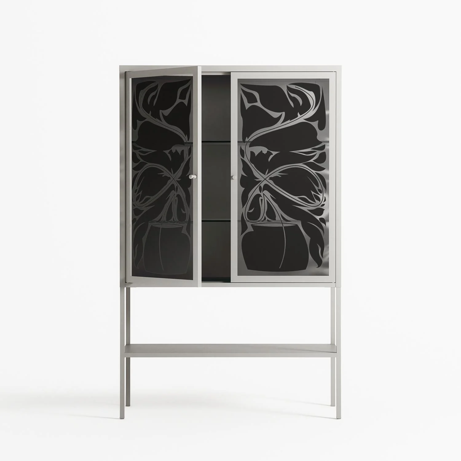 Black Potted Plant - Loft Cabinet - Konrad Blaszczyk - Chalk - Overlay Glass - Image 3