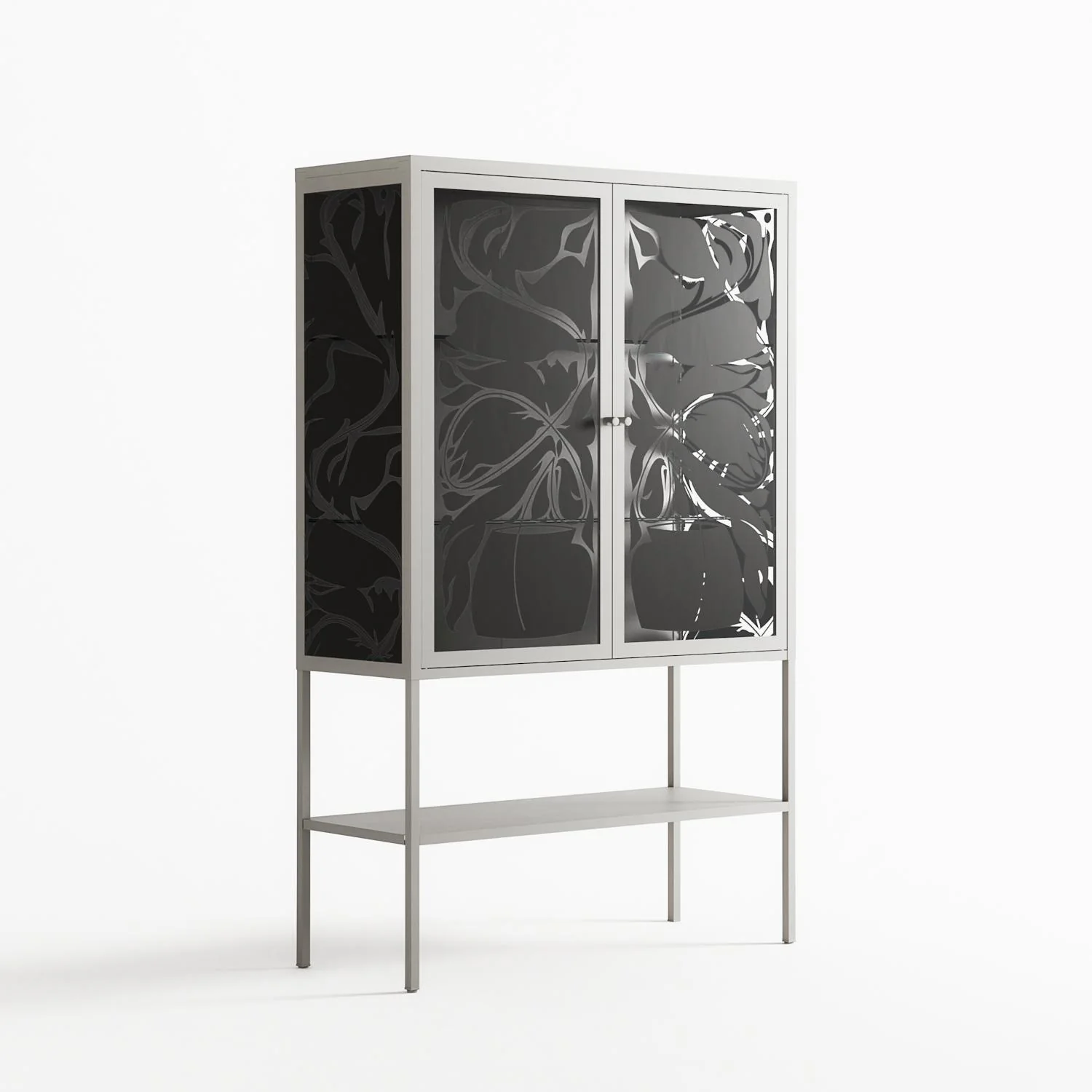 Black Potted Plant - Loft Cabinet - Konrad Blaszczyk - Chalk - Overlay Glass - Image 4