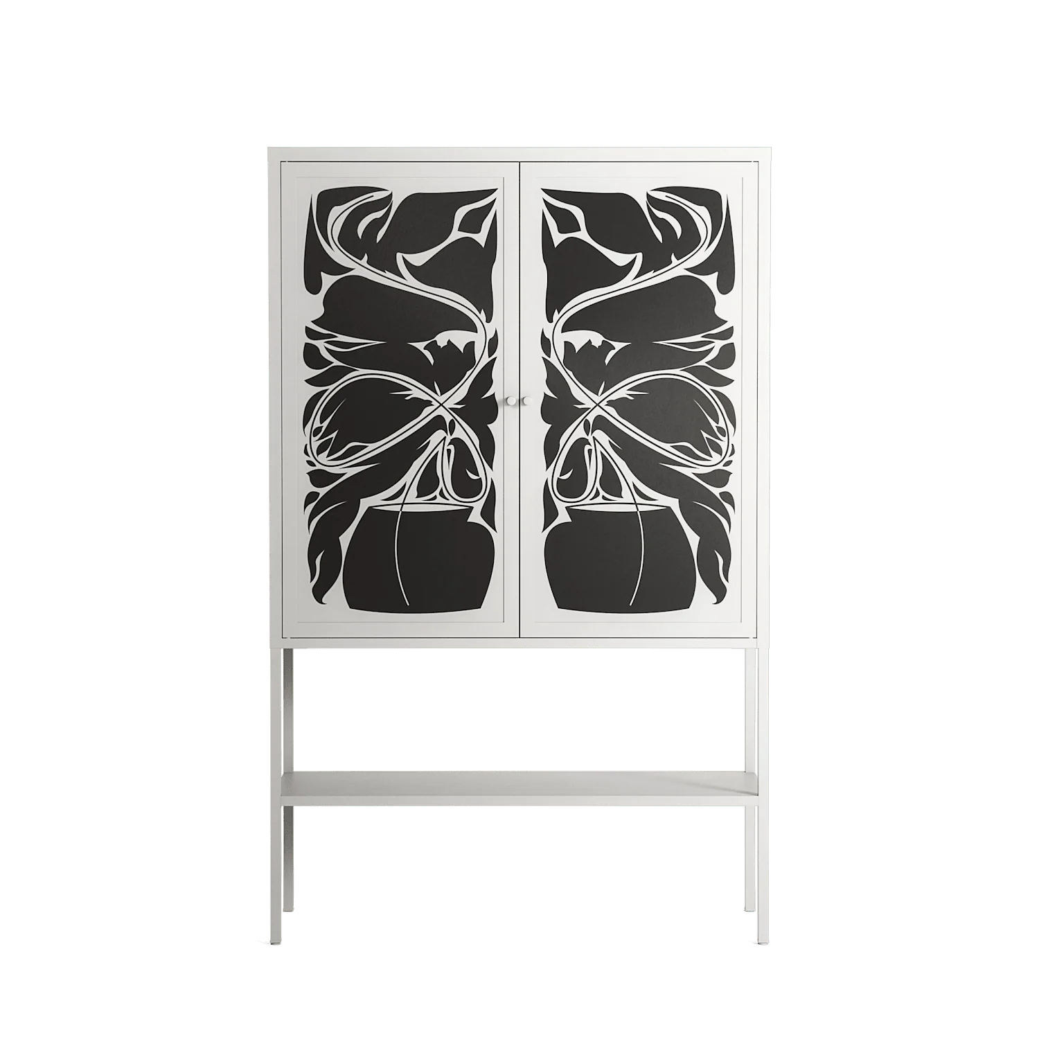 Black Potted Plant - Loft Cabinet - Konrad Blaszczyk - Chalk - Overlay Metal