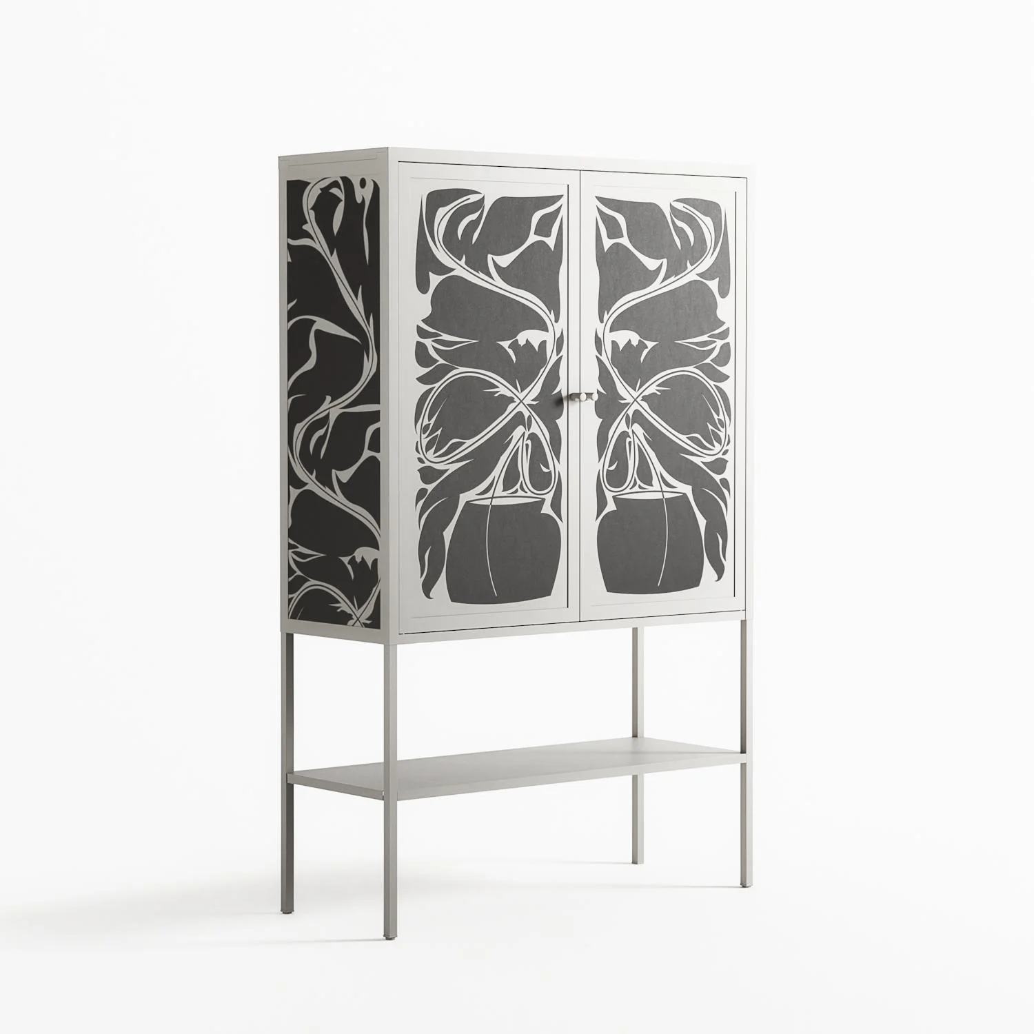 Black Potted Plant - Loft Cabinet - Konrad Blaszczyk - Chalk - Overlay Metal - Image 4