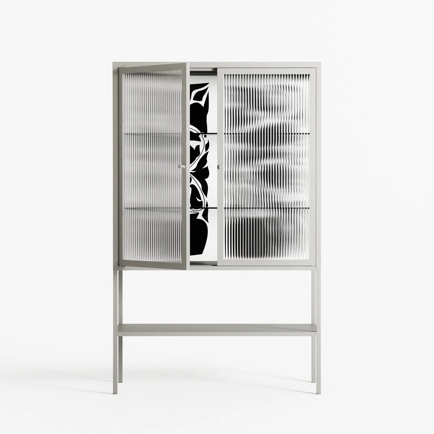 Black Potted Plant - Loft Cabinet - Konrad Blaszczyk - Chalk - Reeded glass - Image 2