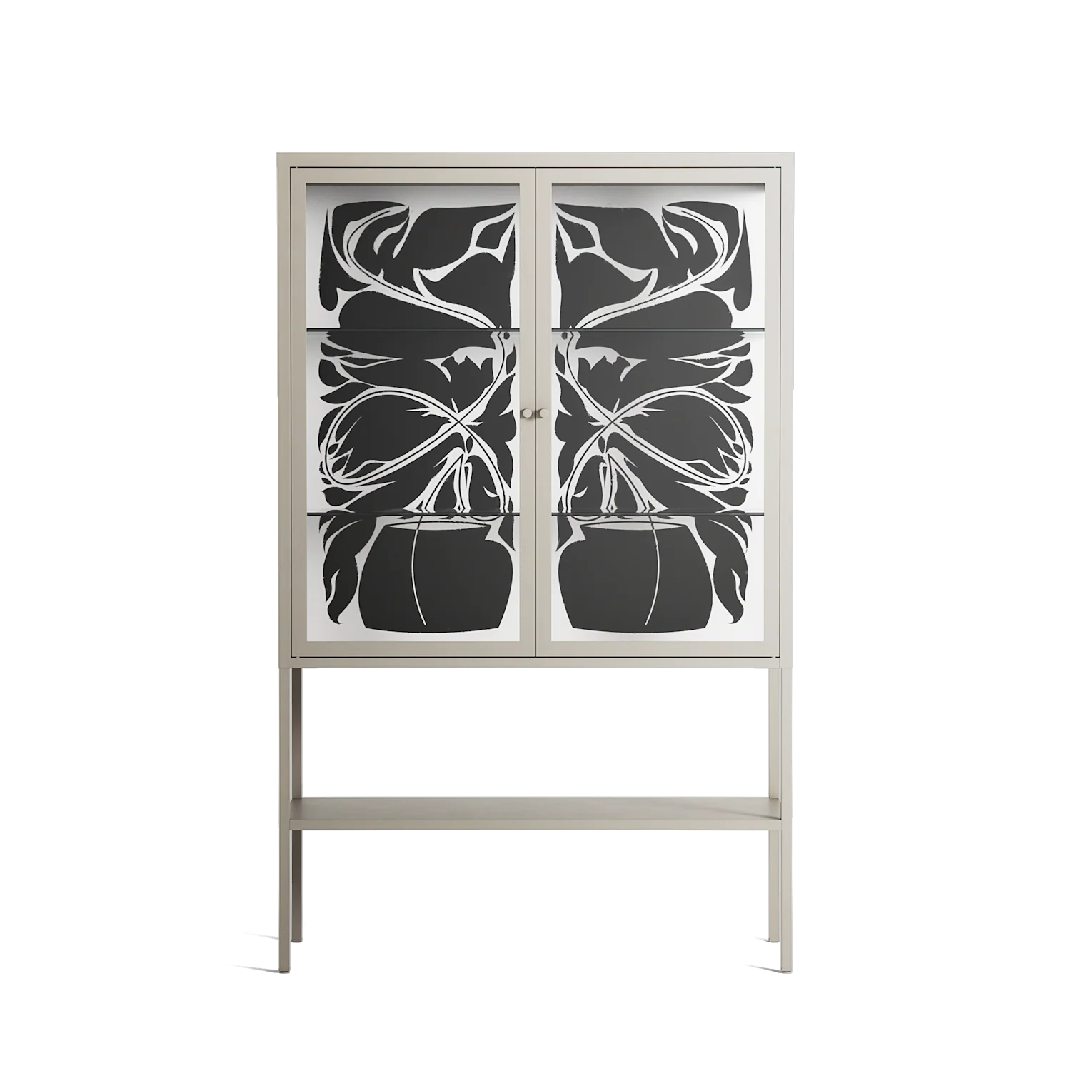 Black Potted Plant - Loft Cabinet - Konrad Blaszczyk - Pebble - Clear glass