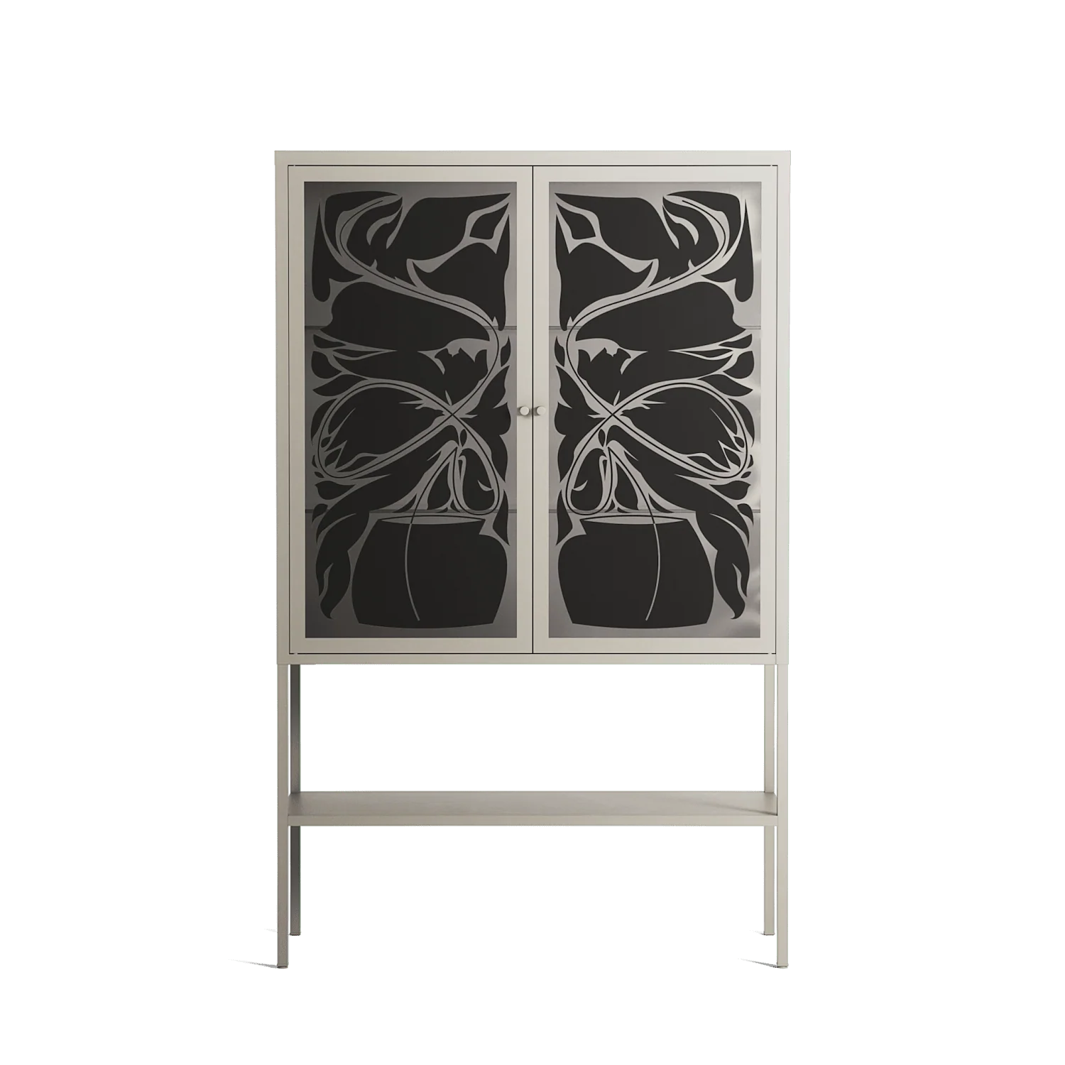 Black Potted Plant - Loft Cabinet - Konrad Blaszczyk - Pebble - Overlay Glass
