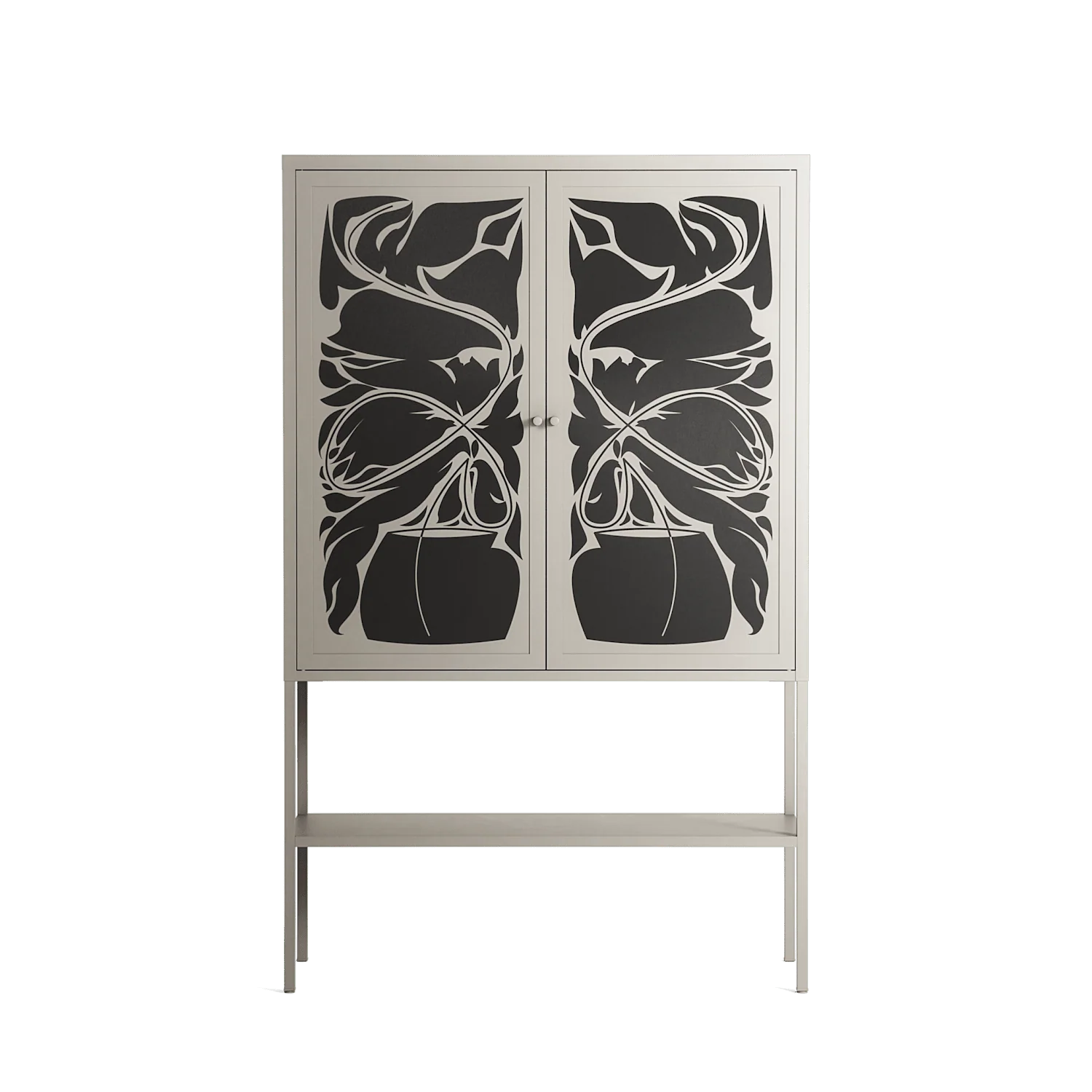 Black Potted Plant - Loft Cabinet - Konrad Blaszczyk - Pebble - Overlay Metal