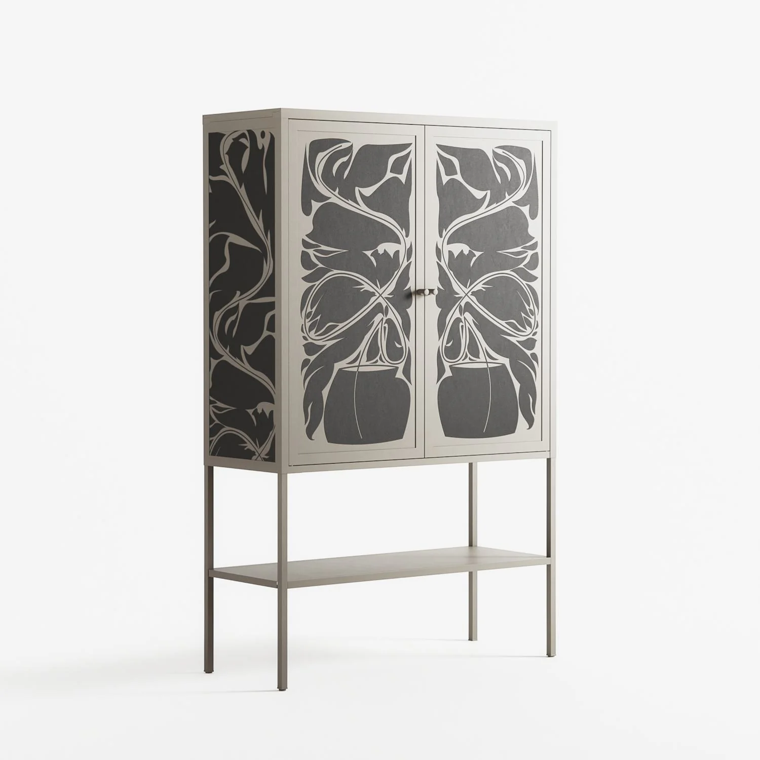 Black Potted Plant - Loft Cabinet - Konrad Blaszczyk - Pebble - Overlay Metal - Image 4