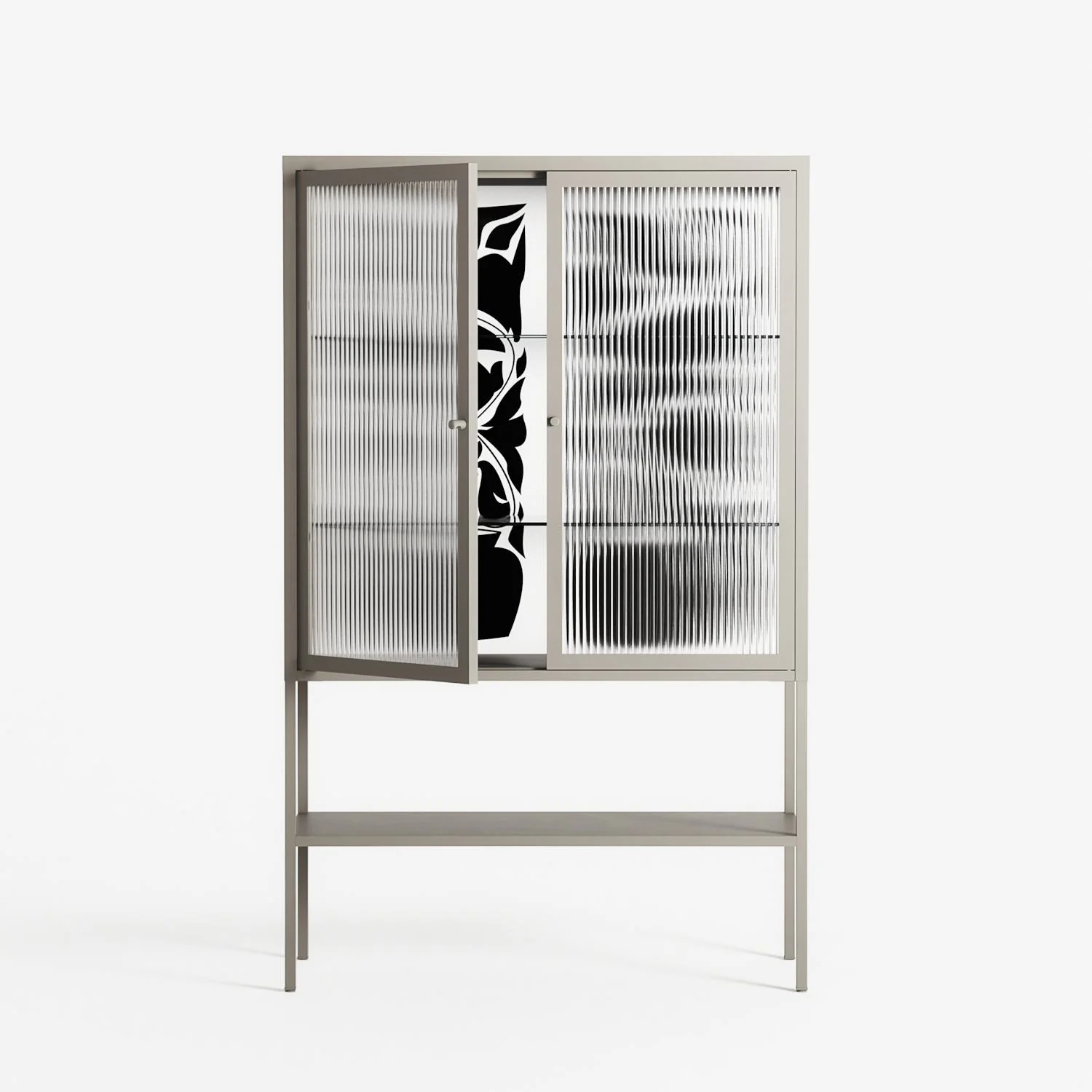 Black Potted Plant - Loft Cabinet - Konrad Blaszczyk - Pebble - Reeded glass - Image 2