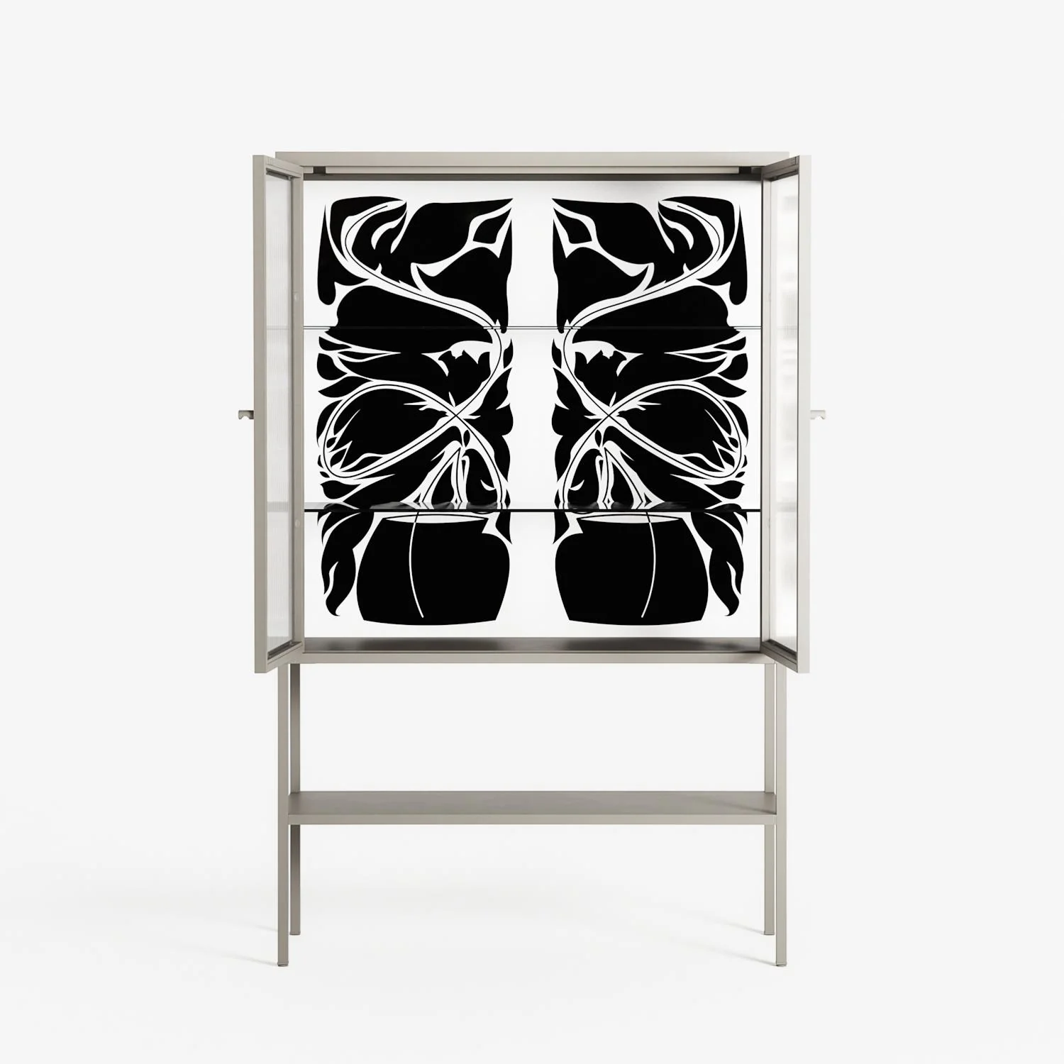 Black Potted Plant - Loft Cabinet - Konrad Blaszczyk - Pebble - Reeded glass - Image 3