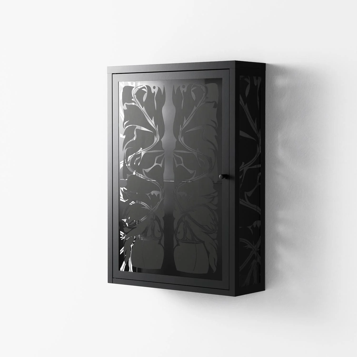 Black Potted Plant - Wall Cabinet - Konrad Blaszczyk - Antracite - Overlay Glass - Image 2