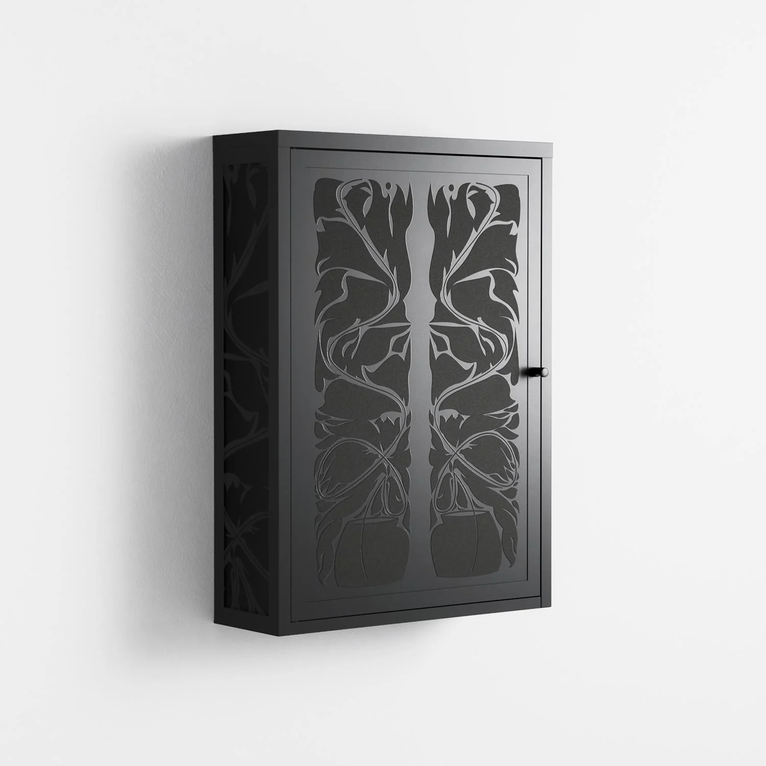 Black Potted Plant - Wall Cabinet - Konrad Blaszczyk - Antracite - Overlay Metal - Image 4
