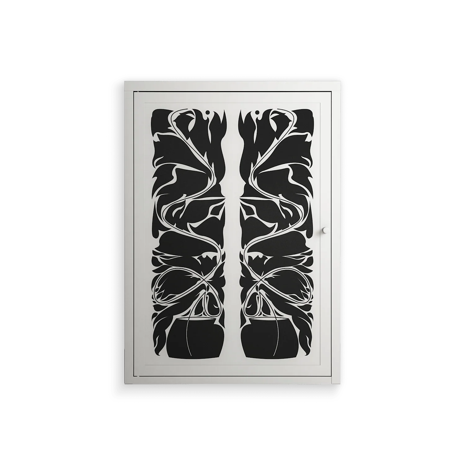 Black Potted Plant - Wall Cabinet - Konrad Blaszczyk - Chalk - Overlay Metal