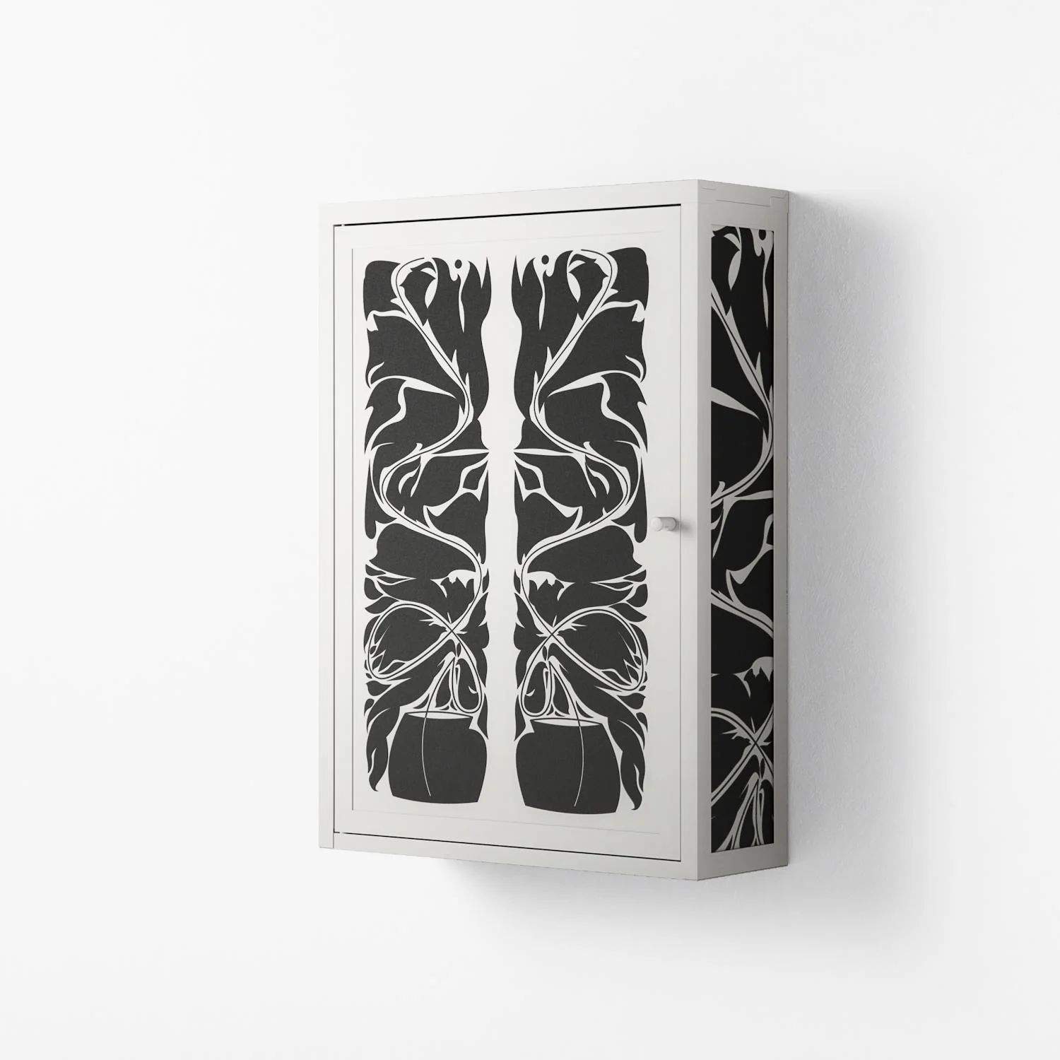 Black Potted Plant - Wall Cabinet - Konrad Blaszczyk - Chalk - Overlay Metal - Image 2