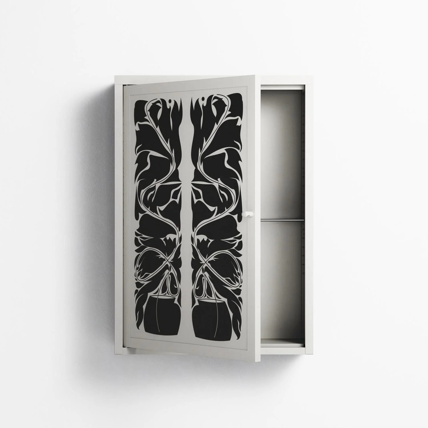 Black Potted Plant - Wall Cabinet - Konrad Blaszczyk - Chalk - Overlay Metal - Image 3
