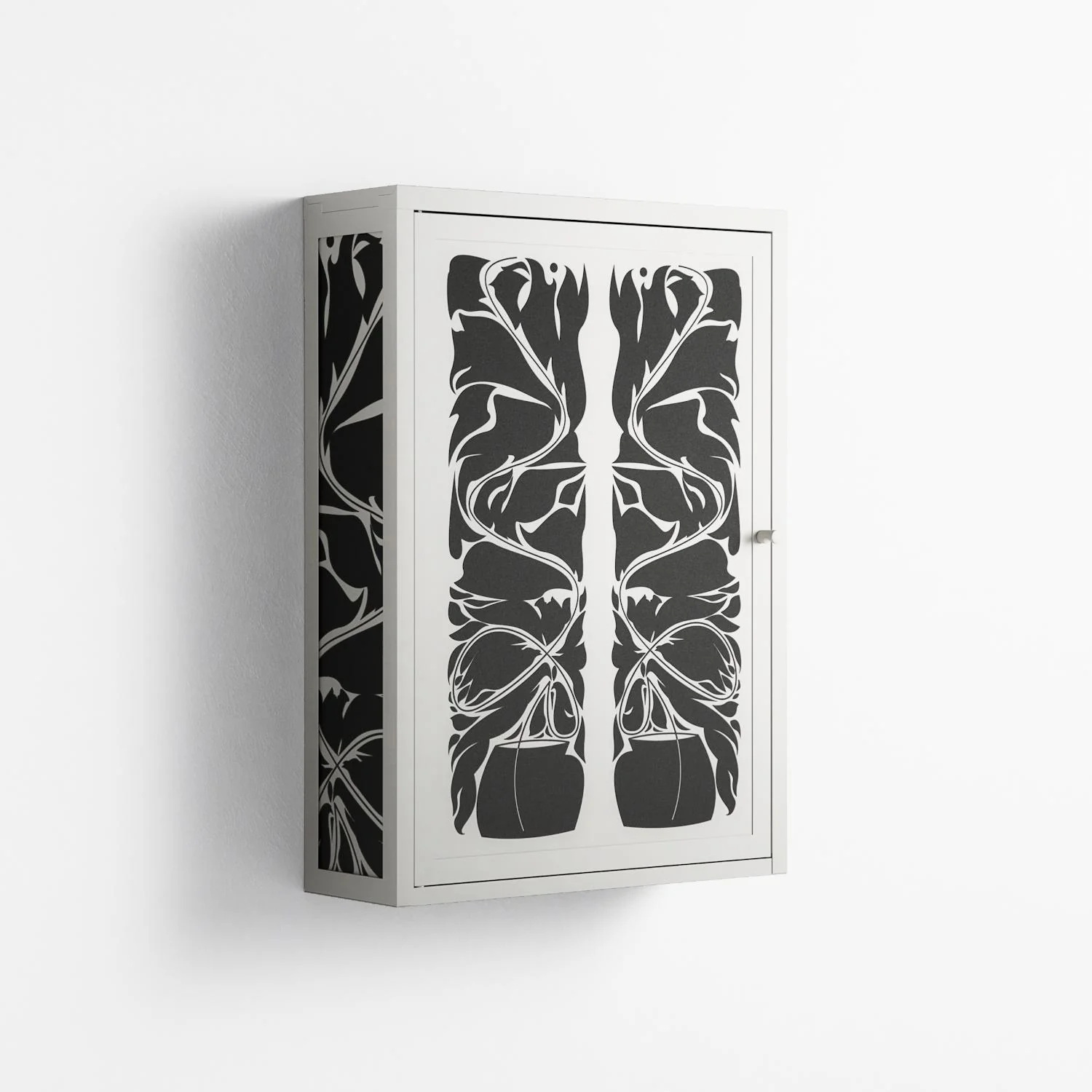 Black Potted Plant - Wall Cabinet - Konrad Blaszczyk - Chalk - Overlay Metal - Image 4
