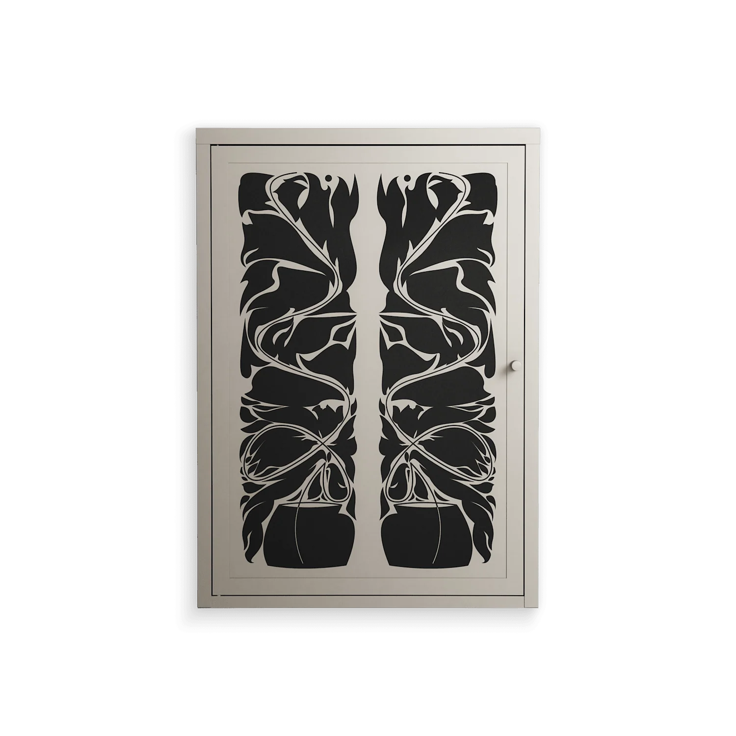Black Potted Plant - Wall Cabinet - Konrad Blaszczyk - Pebble - Overlay Metal