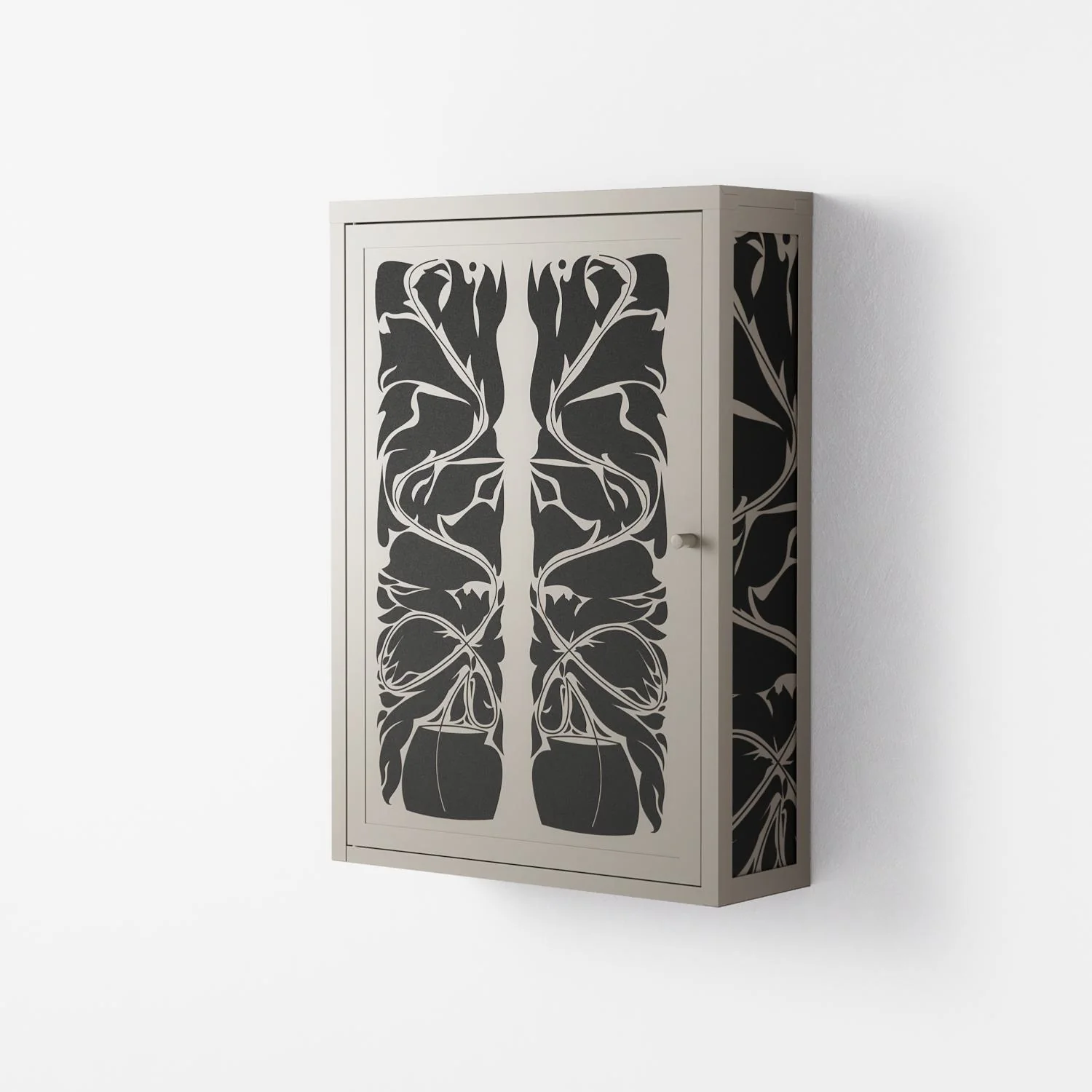 Black Potted Plant - Wall Cabinet - Konrad Blaszczyk - Pebble - Overlay Metal - Image 2