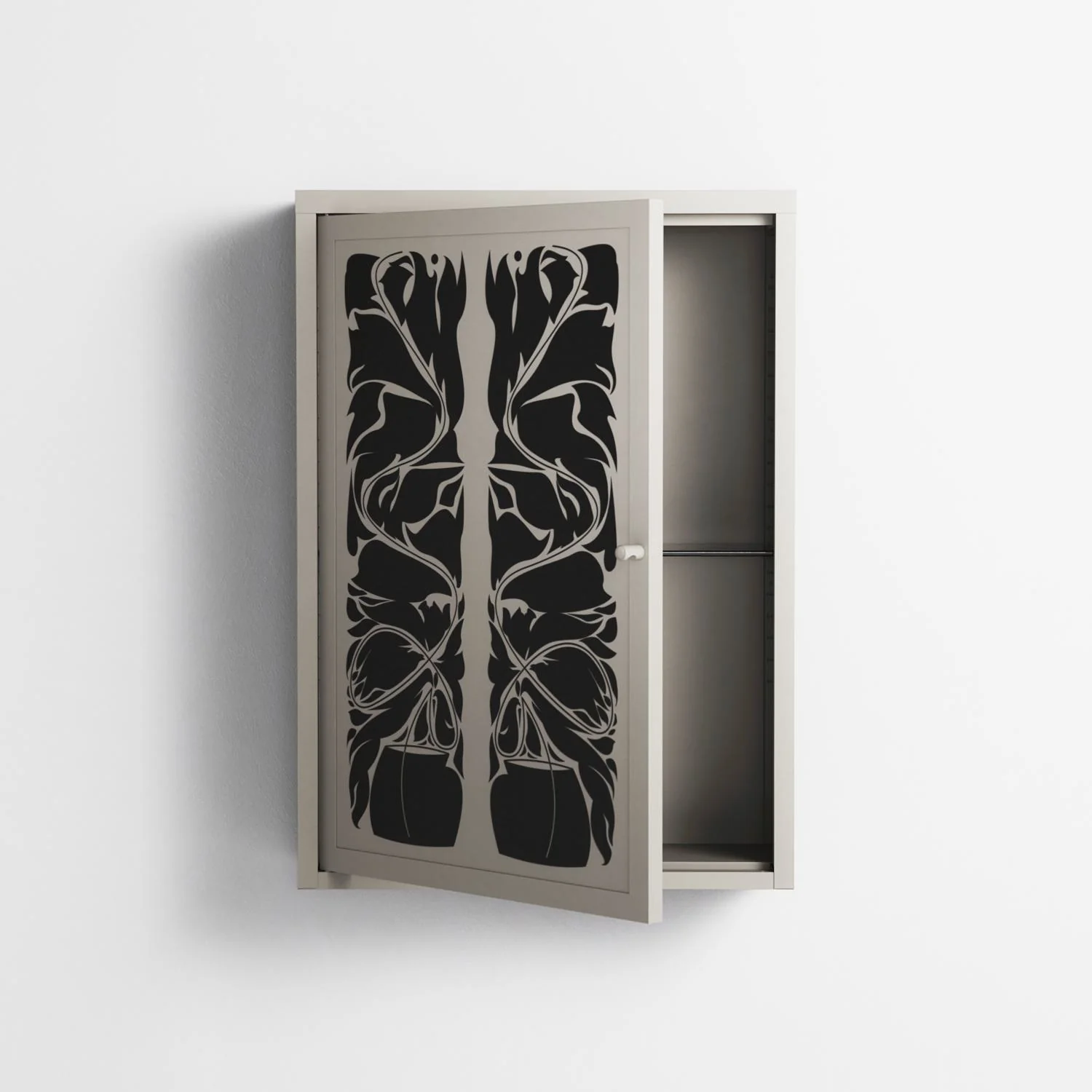 Black Potted Plant - Wall Cabinet - Konrad Blaszczyk - Pebble - Overlay Metal - Image 3