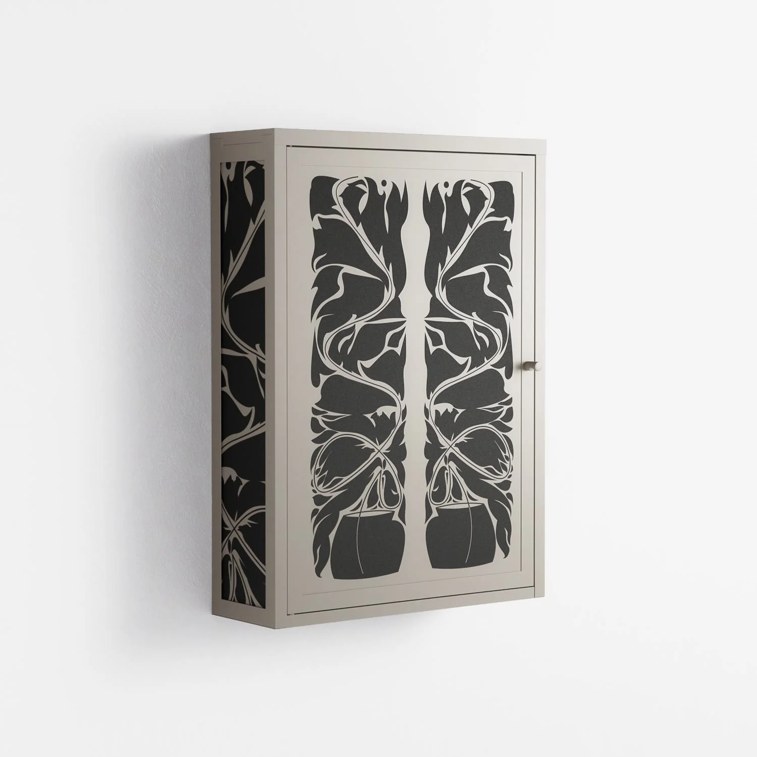 Black Potted Plant - Wall Cabinet - Konrad Blaszczyk - Pebble - Overlay Metal - Image 4