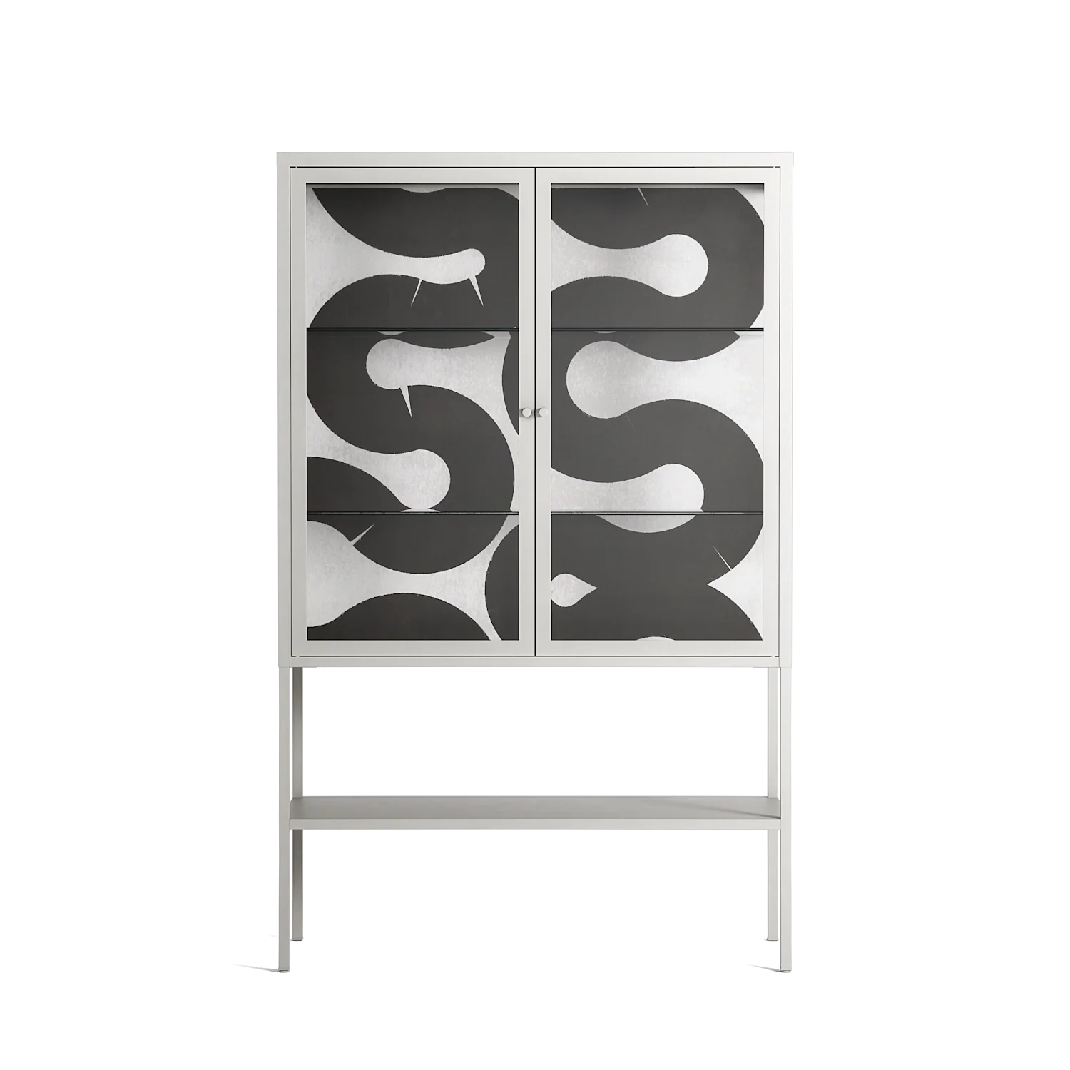 Black Waves - Loft Cabinet - Alexander Khabbazi - Chalk - Clear glass