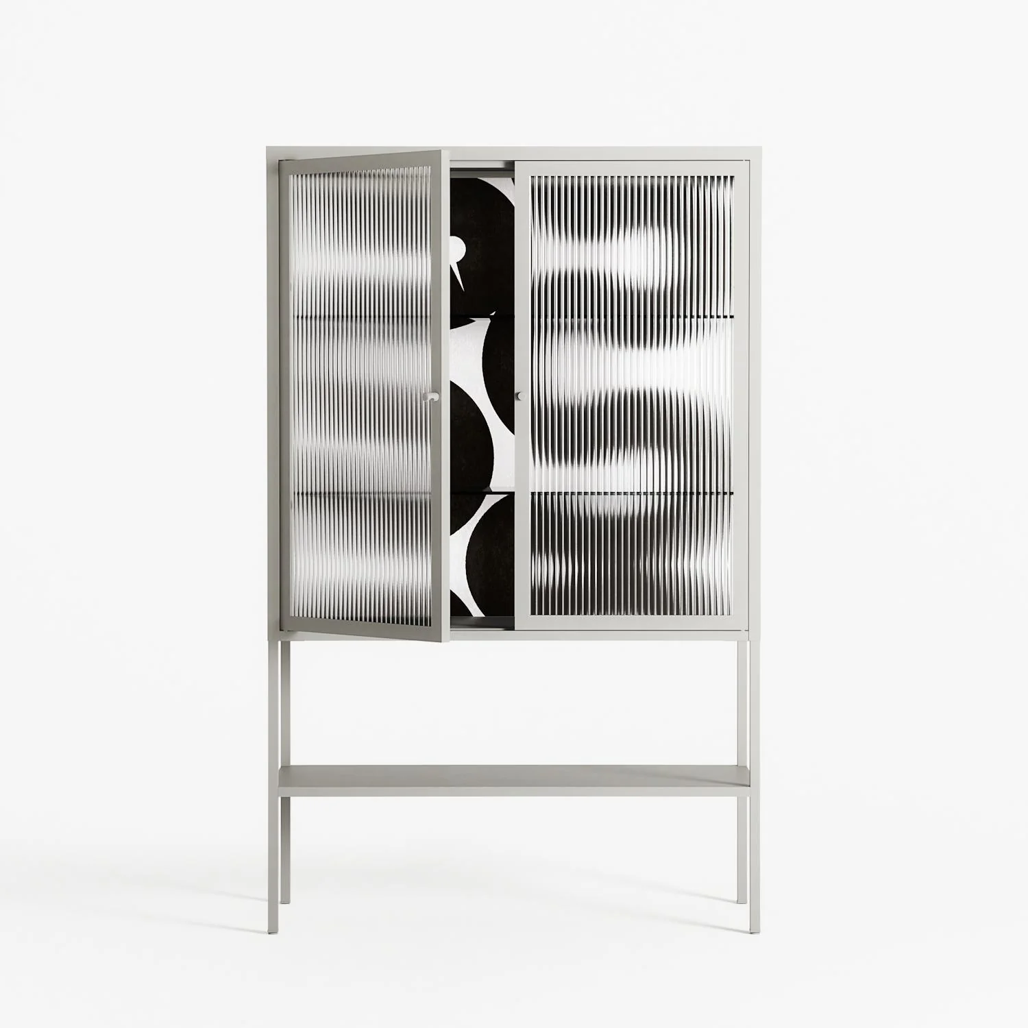 Black Waves - Loft Cabinet - Alexander Khabbazi - Chalk - Reeded glass - Image 2