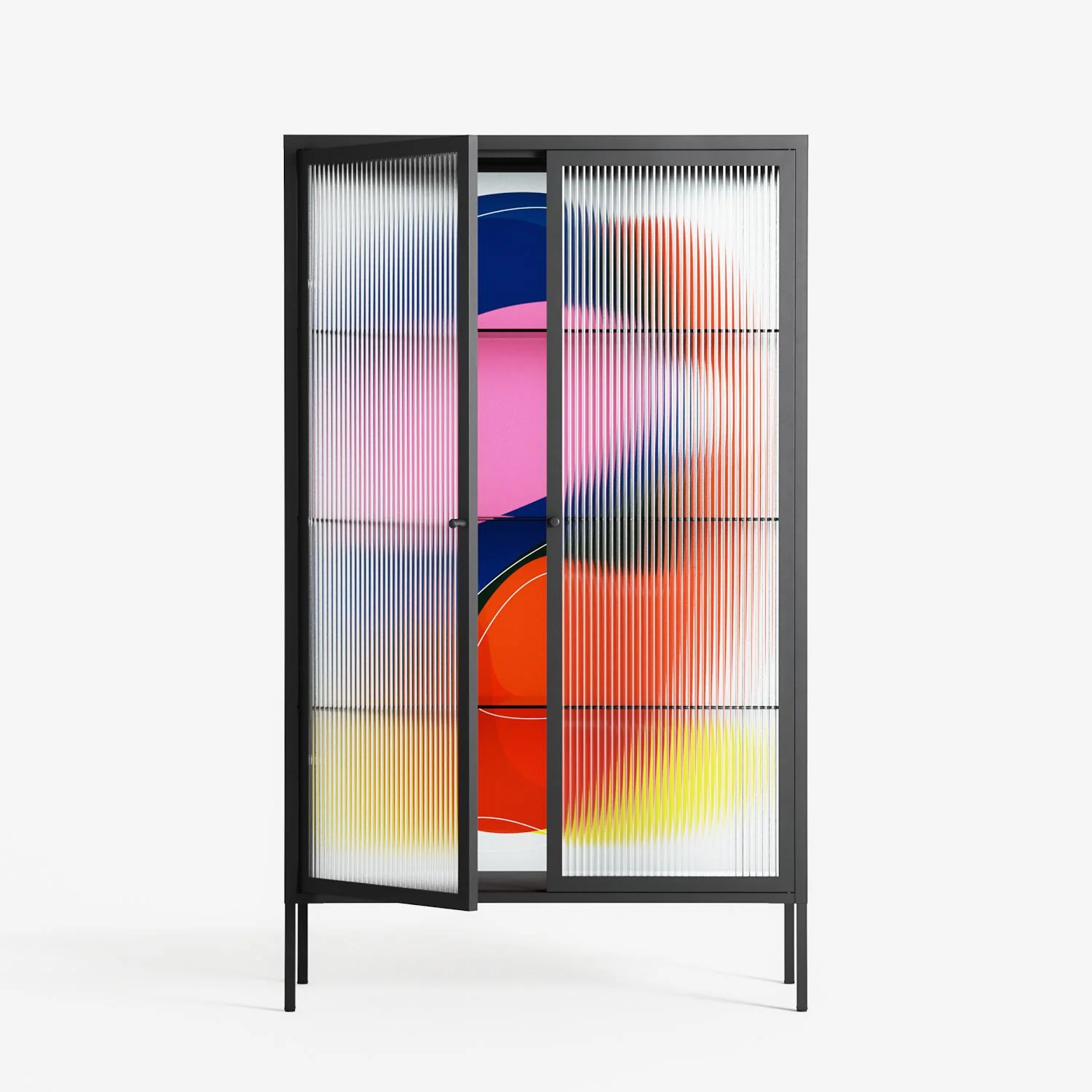 Blends - Cabinet - Vratislav Pecka - Antracite - Reeded glass - Image 2