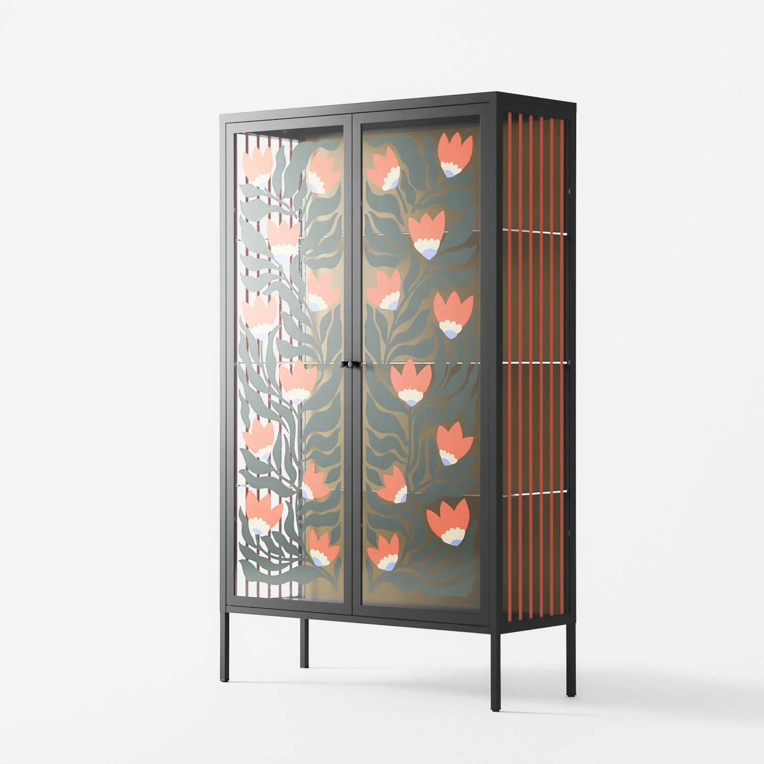 Blooming Folk Garden - Cabinet - Sandra Hutter - Antracite - Overlay Glass - Image 2