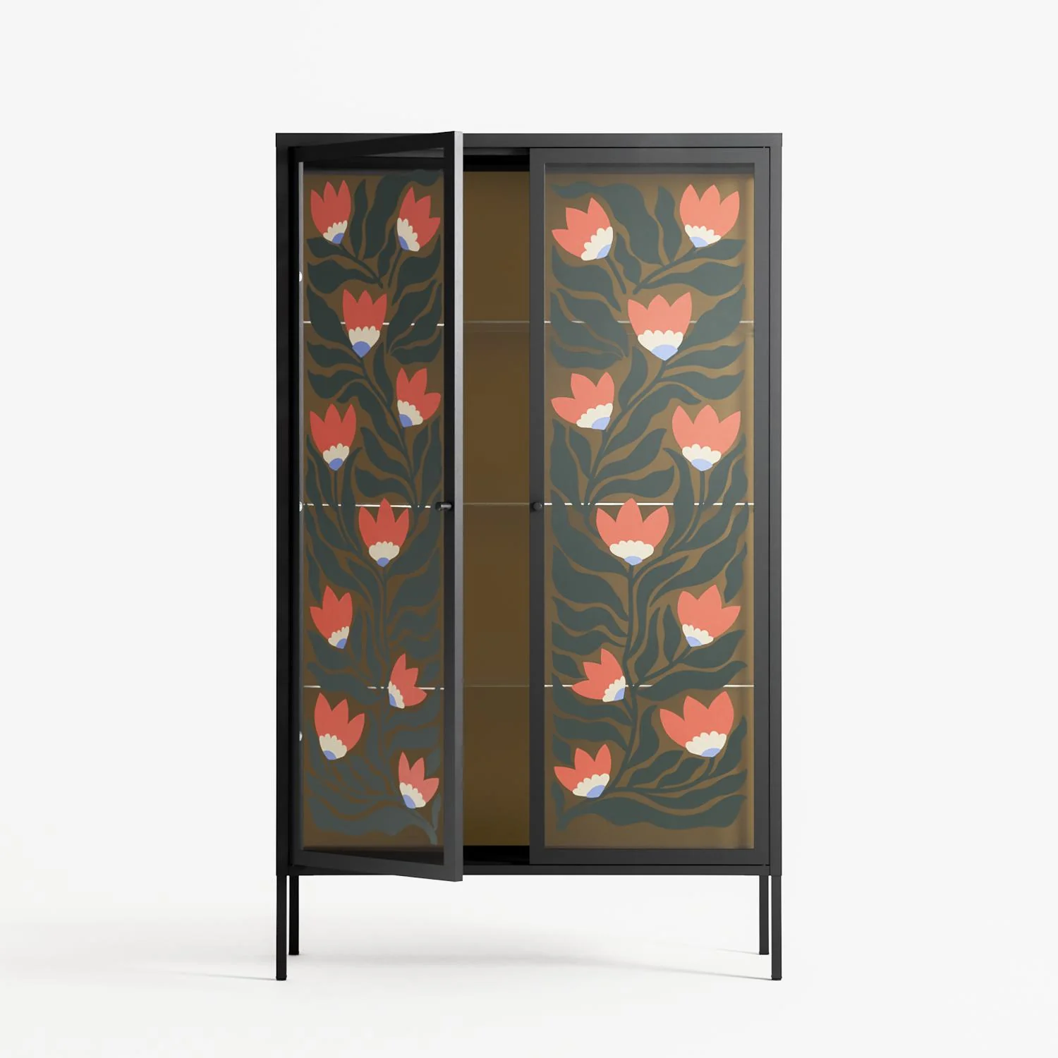Blooming Folk Garden - Cabinet - Sandra Hutter - Antracite - Overlay Glass - Image 3