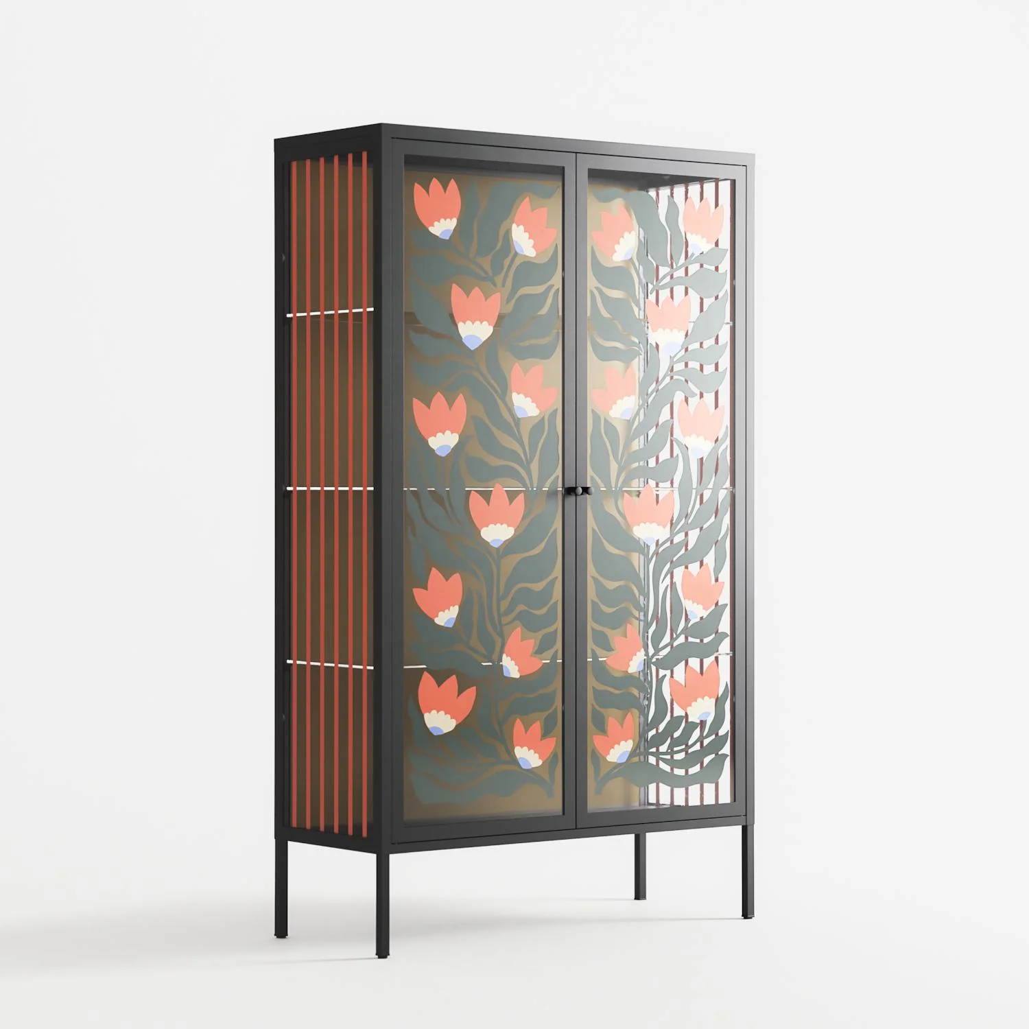 Blooming Folk Garden - Cabinet - Sandra Hutter - Antracite - Overlay Glass - Image 4
