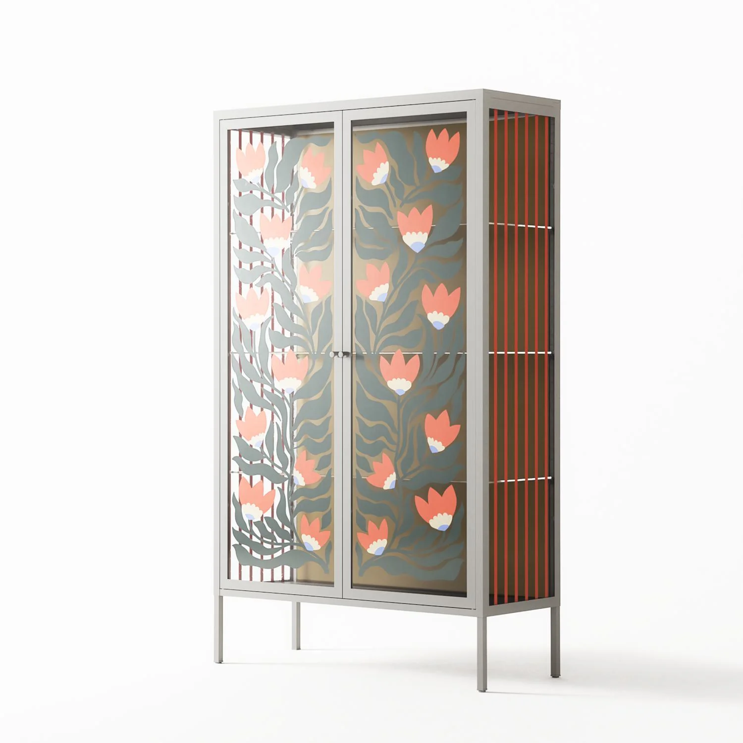 Blooming Folk Garden - Cabinet - Sandra Hutter - Chalk - Overlay Glass - Image 2