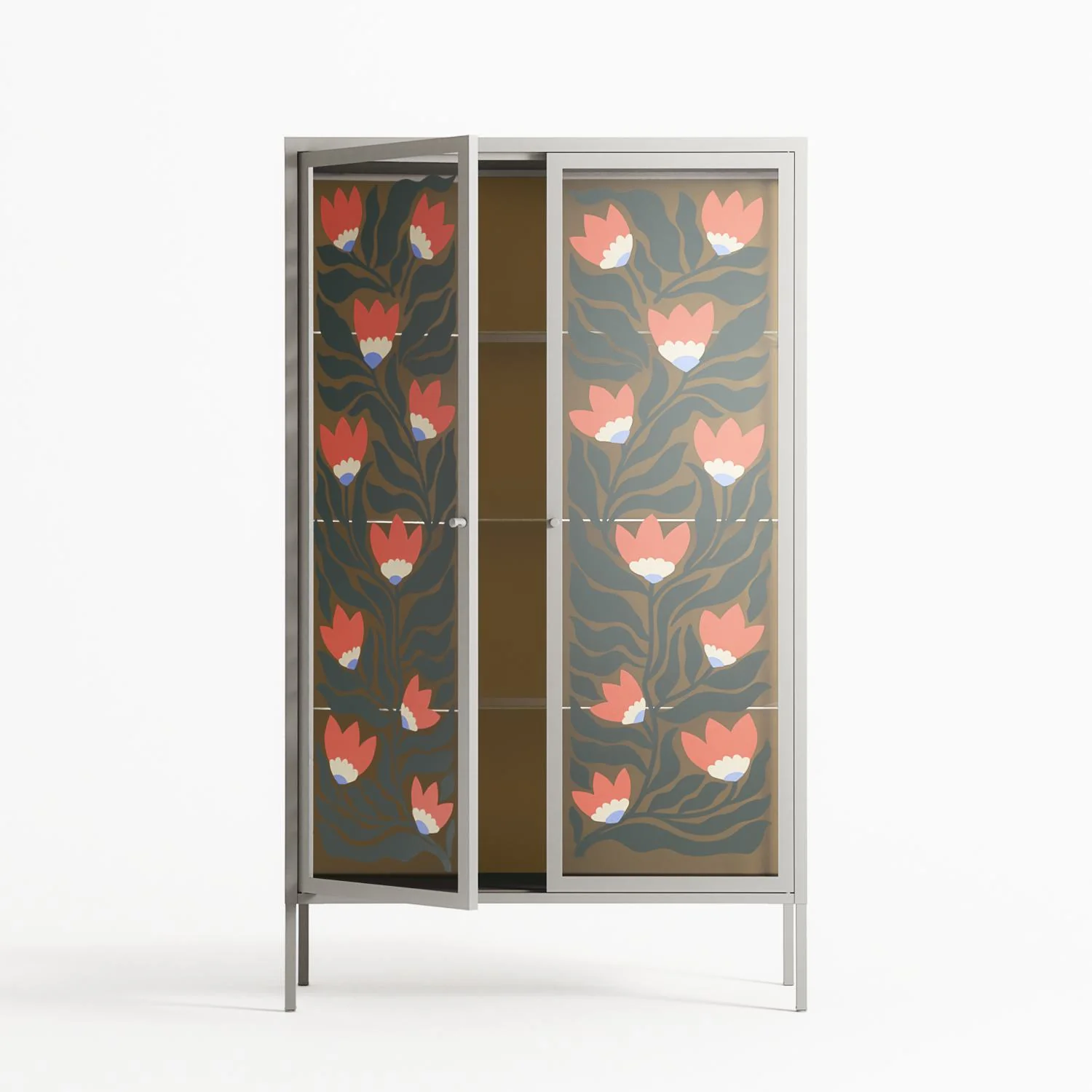 Blooming Folk Garden - Cabinet - Sandra Hutter - Chalk - Overlay Glass - Image 3