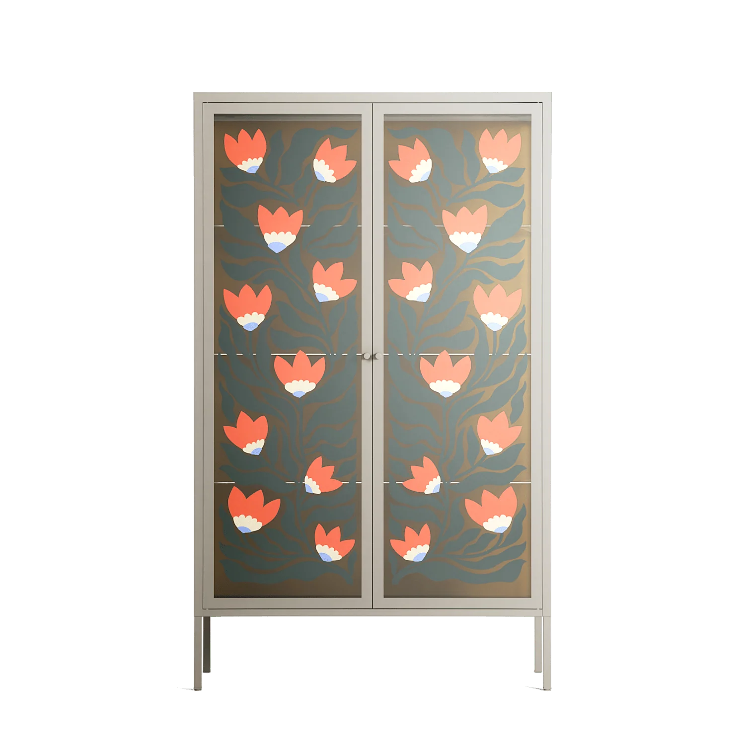 Blooming Folk Garden - Cabinet - Sandra Hutter - Pebble - Overlay Glass