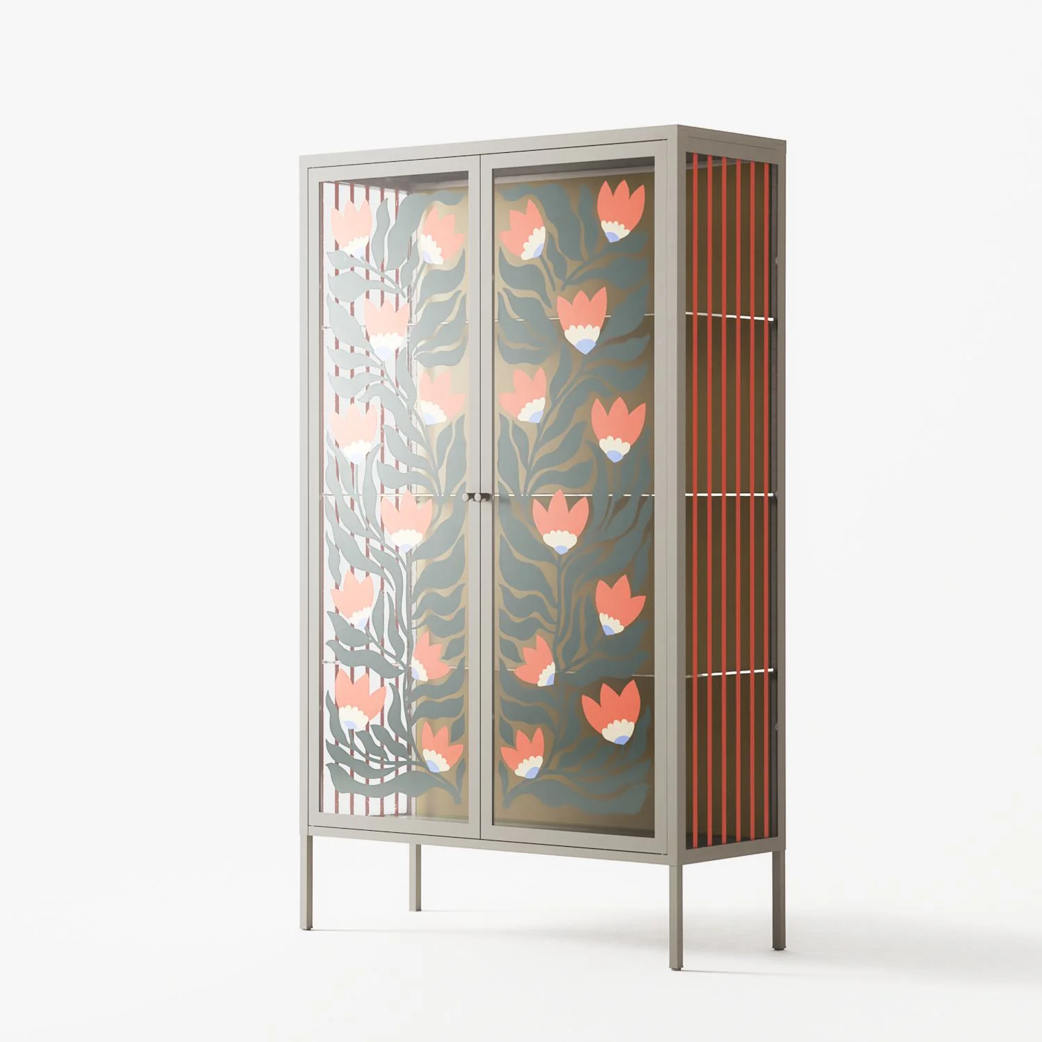 Blooming Folk Garden - Cabinet - Sandra Hutter - Pebble - Overlay Glass - Image 2