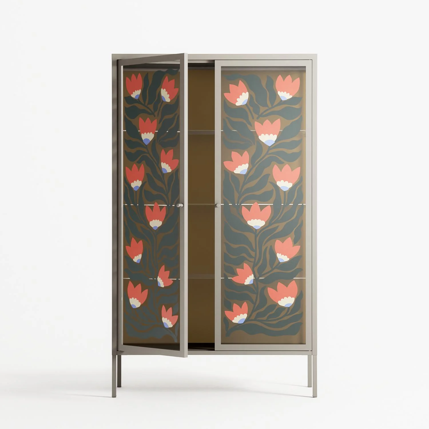 Blooming Folk Garden - Cabinet - Sandra Hutter - Pebble - Overlay Glass - Image 3