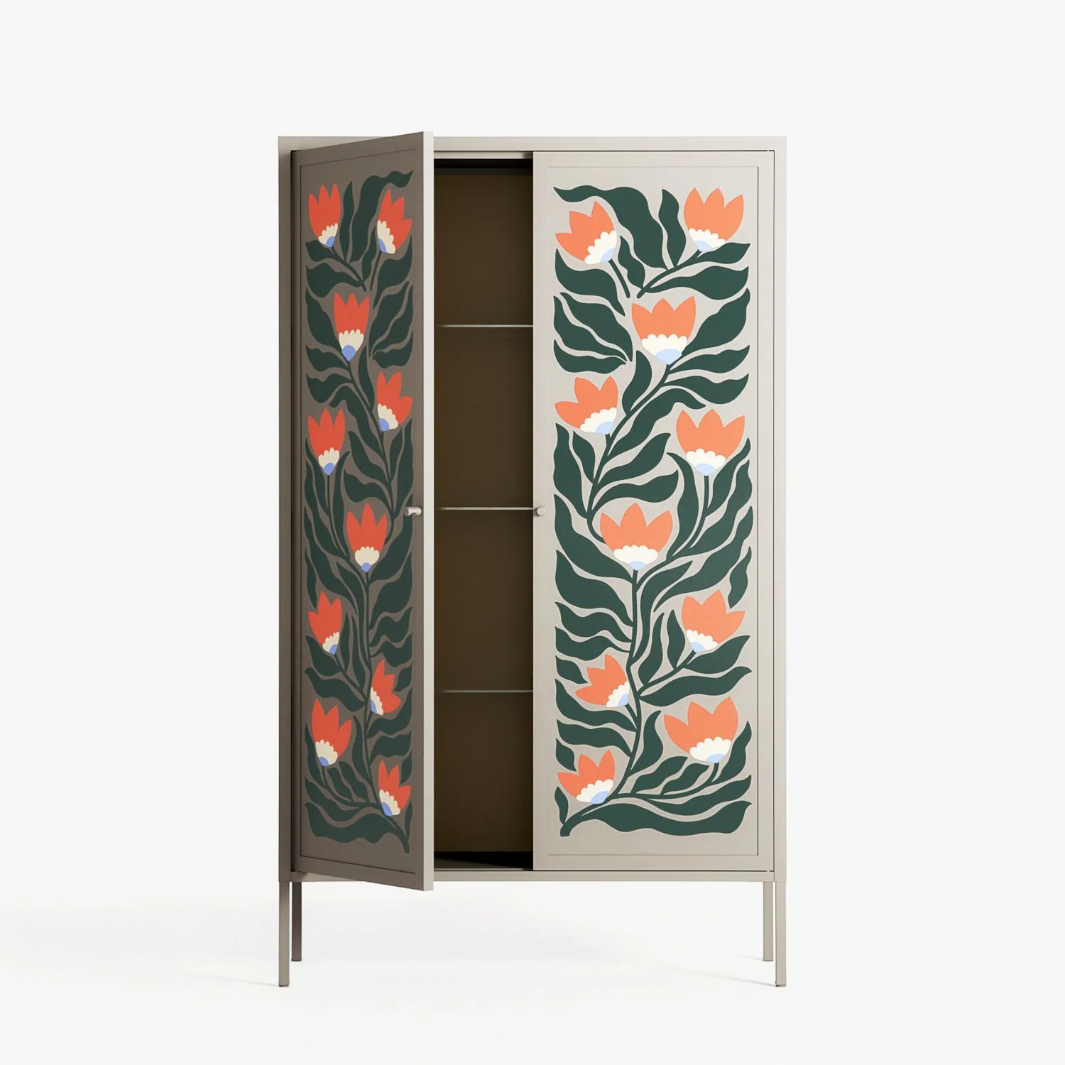 Blooming Folk Garden - Cabinet - Sandra Hutter - Pebble - Overlay Metal - Image 3