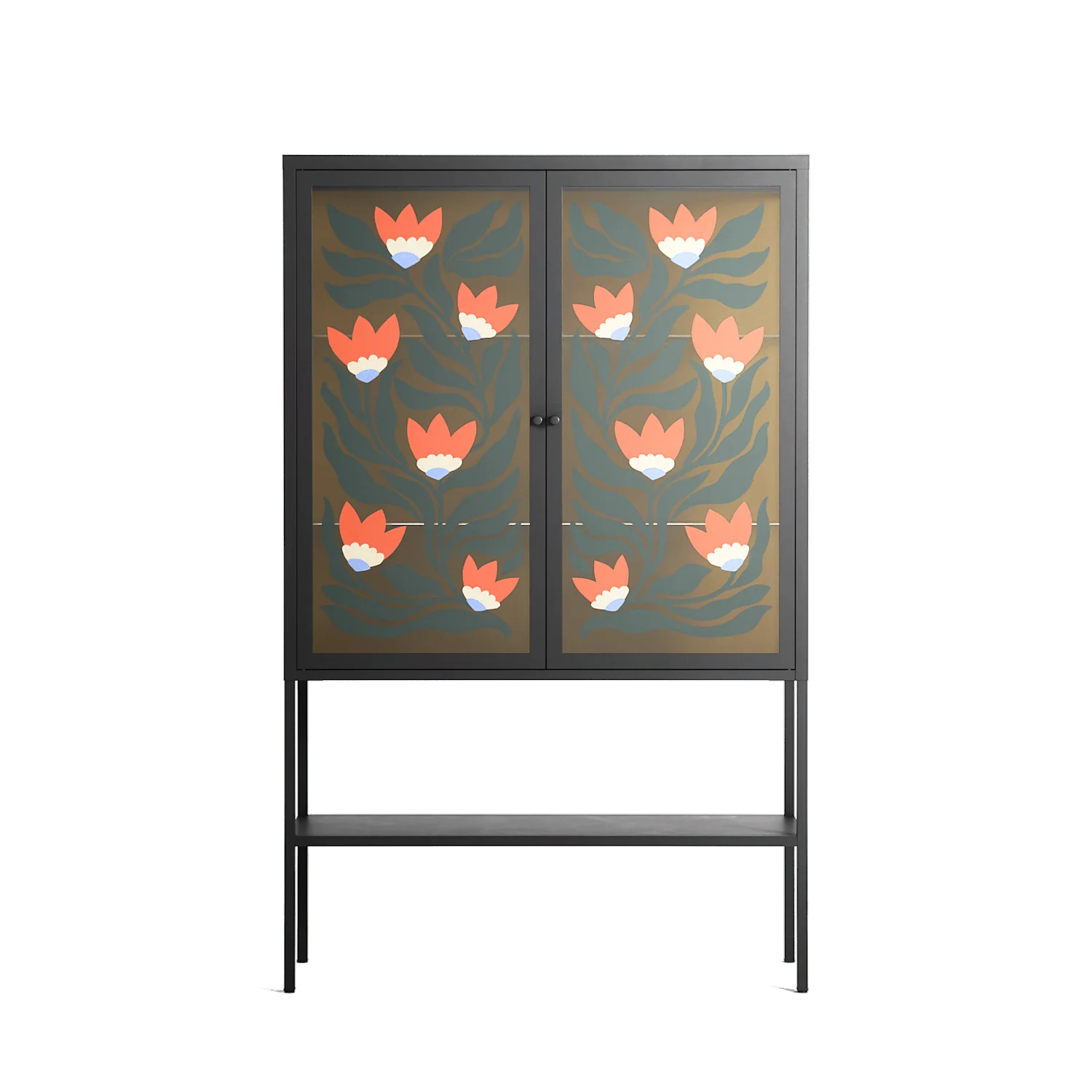 Blooming Folk Garden - Loft Cabinet - Sandra Hutter - Antracite - Overlay Glass