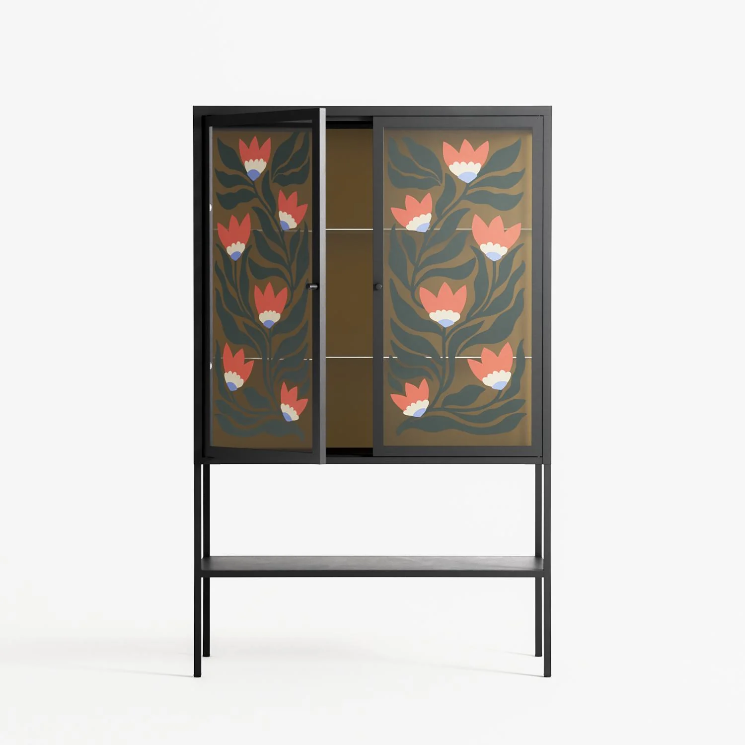 Blooming Folk Garden - Loft Cabinet - Sandra Hutter - Antracite - Overlay Glass - Image 3