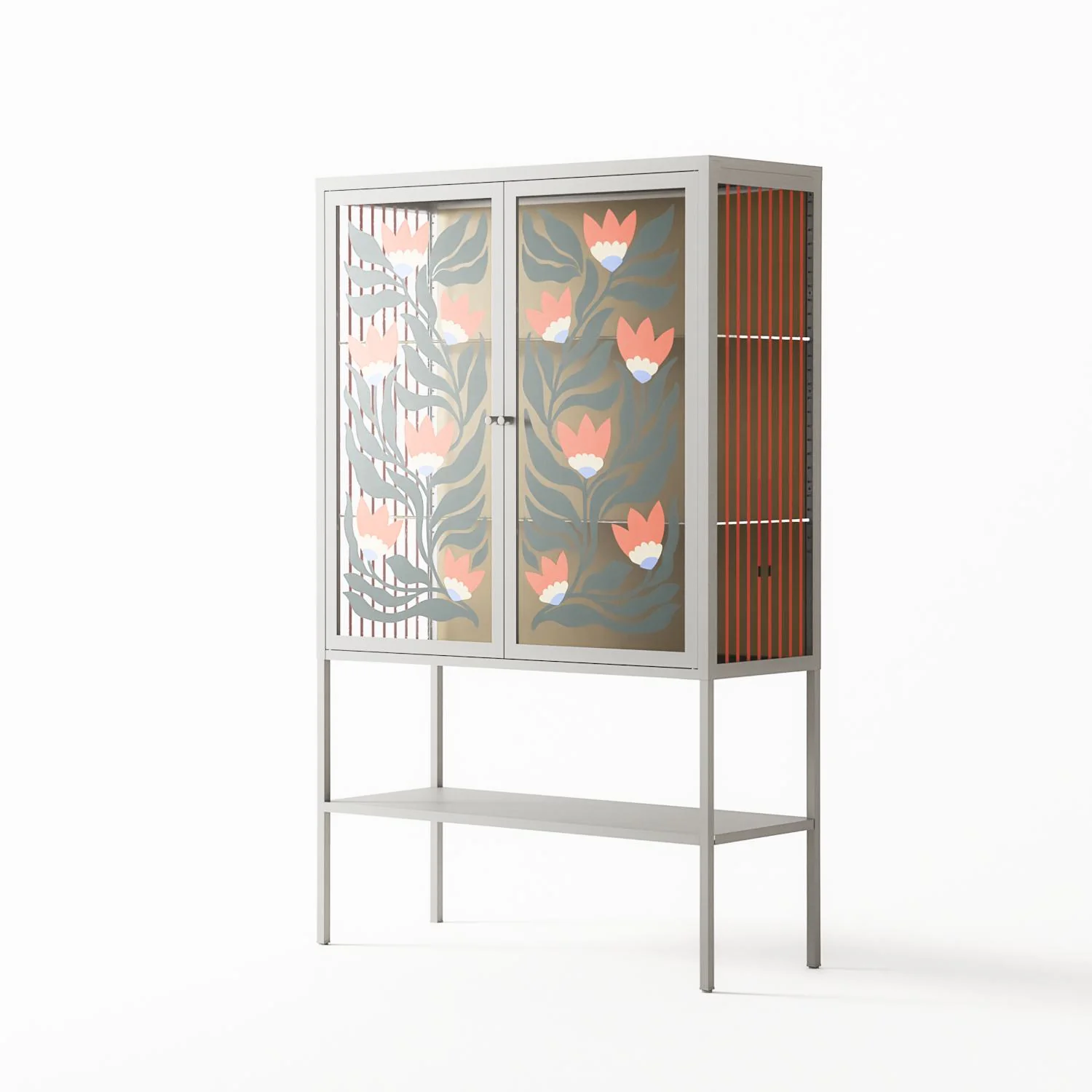 Blooming Folk Garden - Loft Cabinet - Sandra Hutter - Chalk - Overlay Glass - Image 2