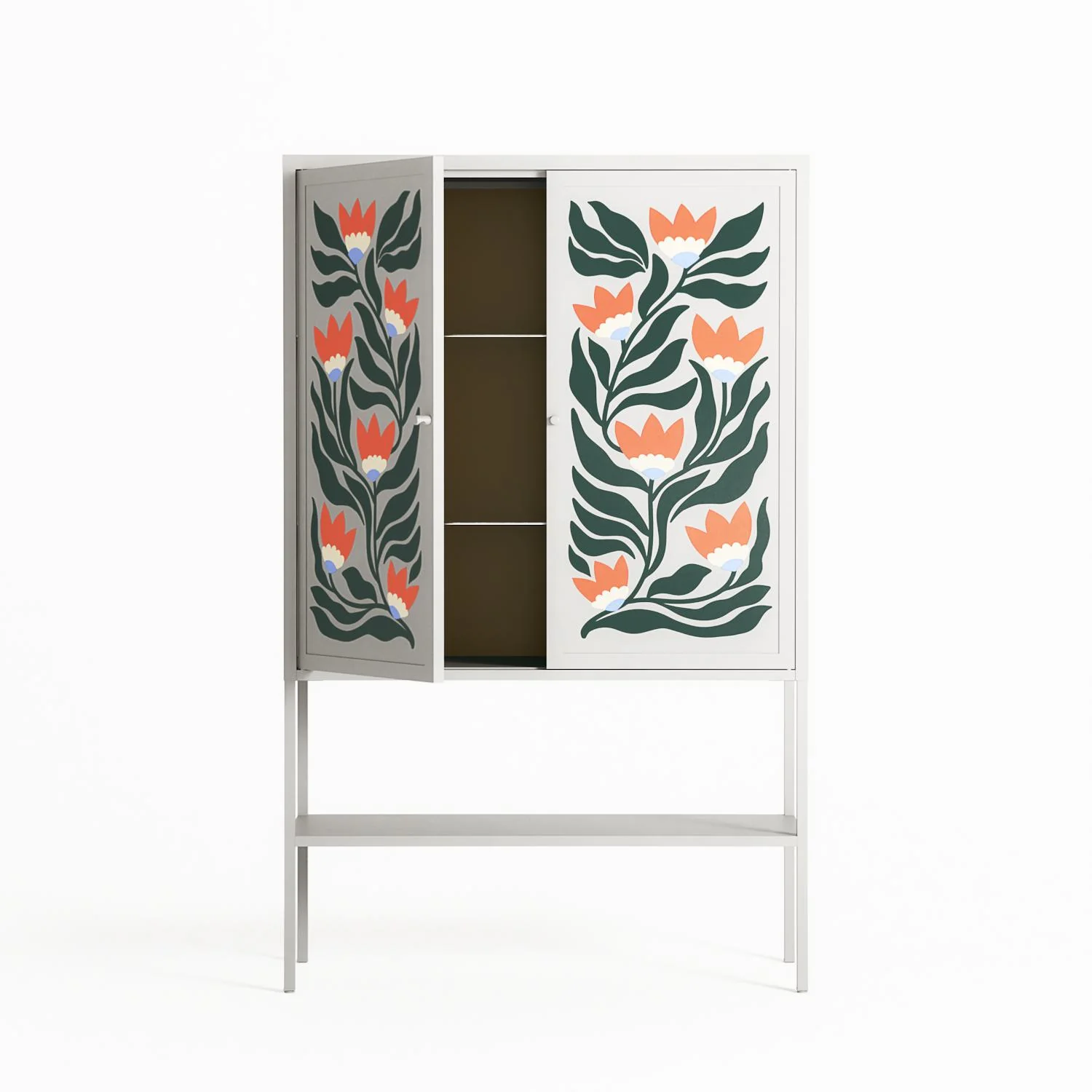 Blooming Folk Garden - Loft Cabinet - Sandra Hutter - Chalk - Overlay Metal - Image 3