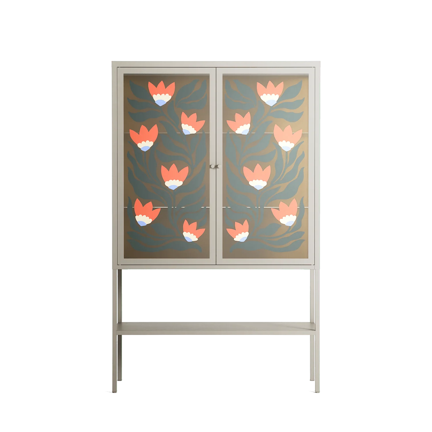 Blooming Folk Garden - Loft Cabinet - Sandra Hutter - Pebble - Overlay Glass